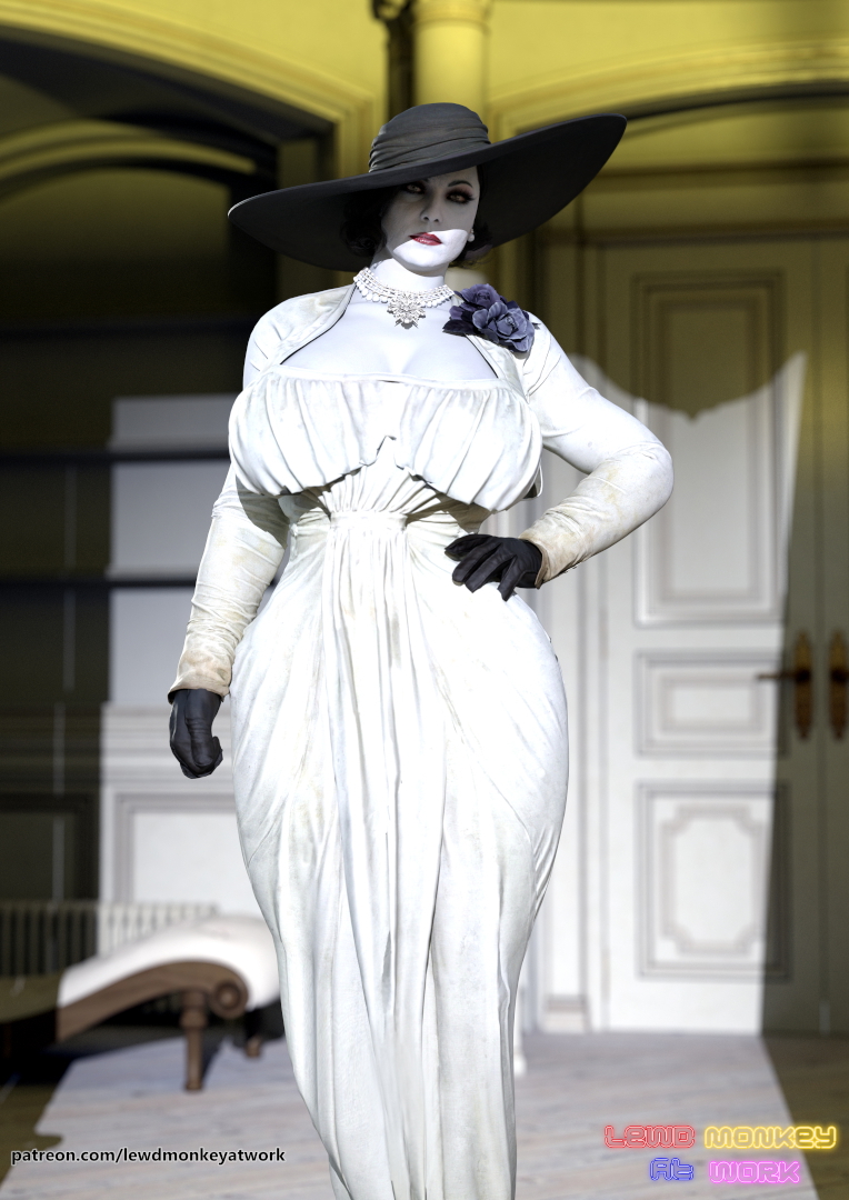 Lady D Moonlight Lady Dimitrescu Resident Evil Resident Evil 8: Village Pinup Sexy Nude Big Tits Big Ass Pussy Render