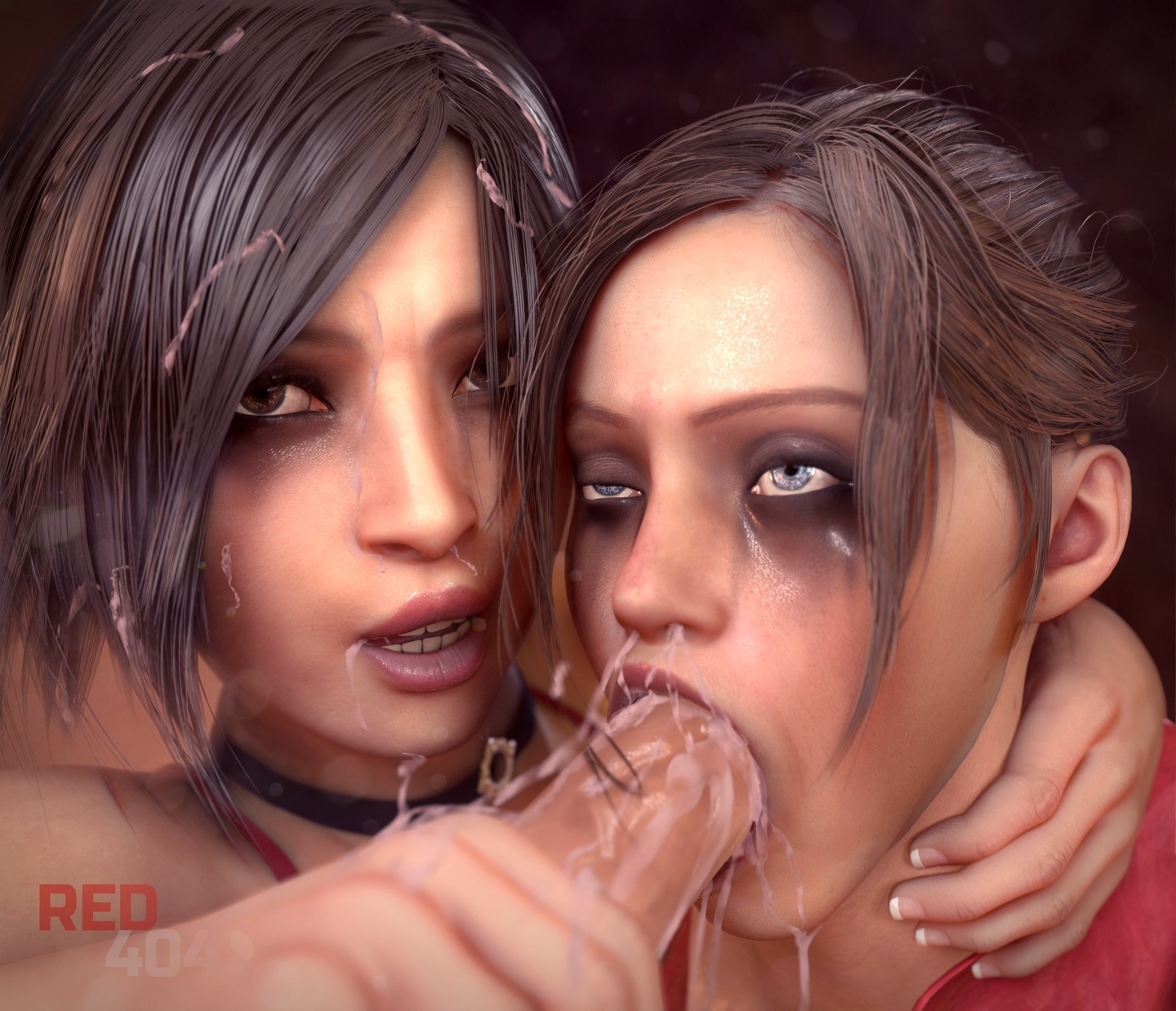 Claire and Ada Blow Claire Redfield Ada Wong Resident Evil Resident Evil 2 3d Girl 3d Porn Blowjob Sucking Sucking Cock Cum Cum Covered Cum Inflation