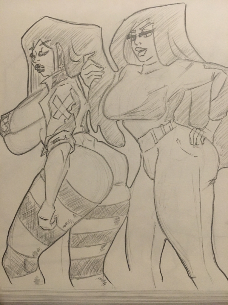 Carmen and Stripes 2d Pinup Big Tits Big Breasts Big Ass Huge Boobs Huge Ass Thicc Thick Thighs 2