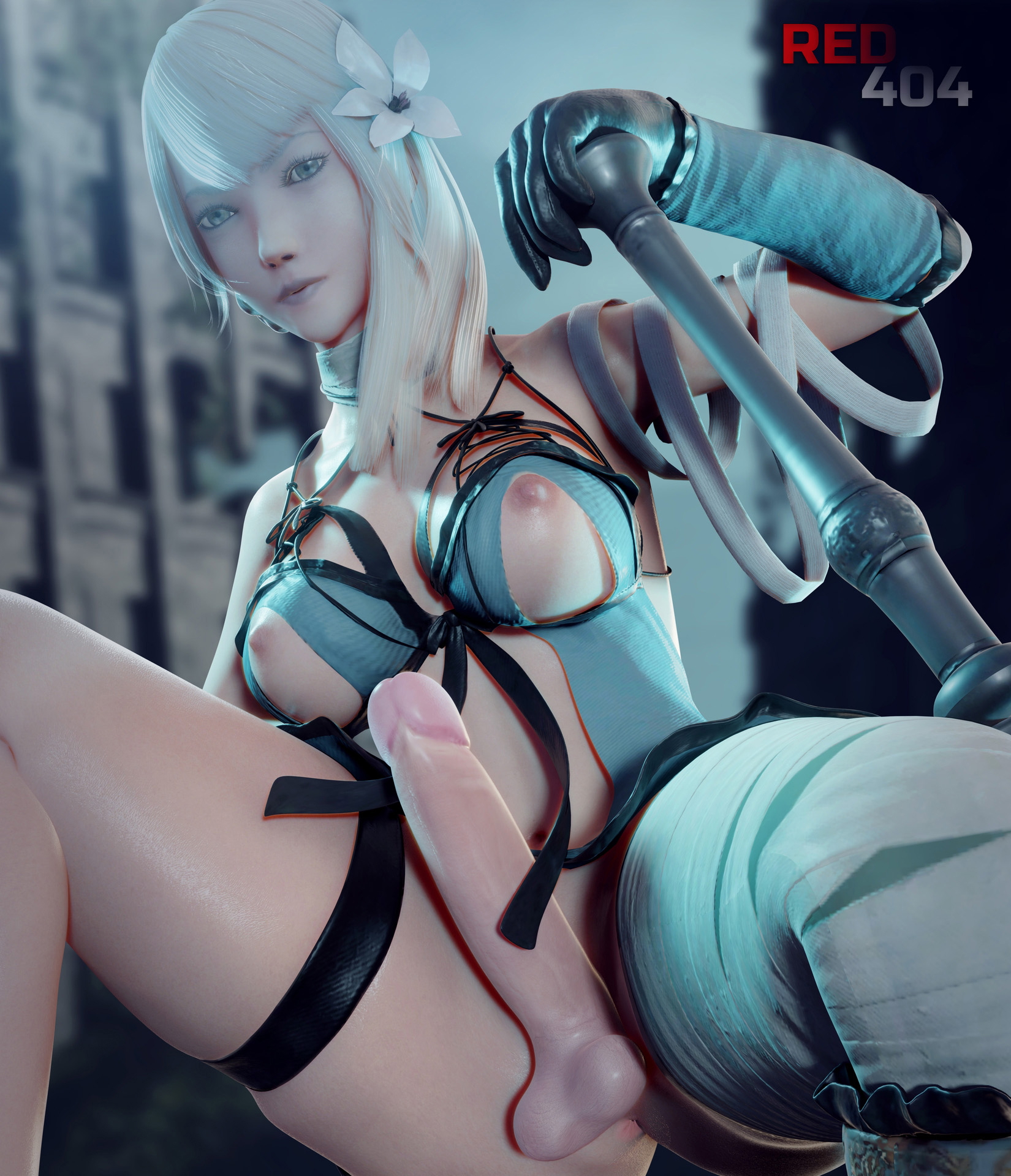 Kaine Futa Kaine (nier Replicant) Nier (series) Nier Replicant 3d Girl 3d Porn Futa Futa_only Futanari Big Dick Dick Dickgirl White Hair 4