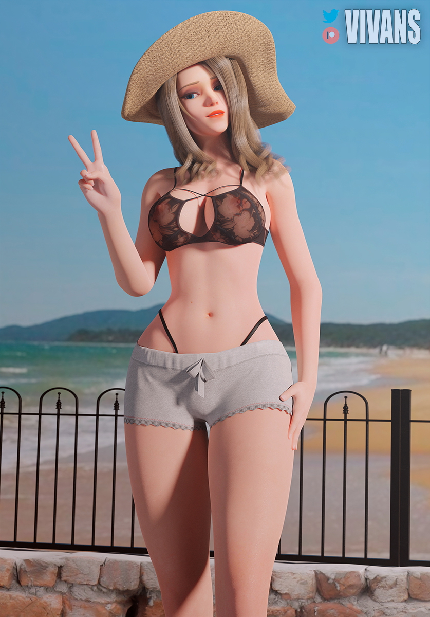 Mercy. Summertime Dreams Overwatch Mercy Boobs Hips Beach Nipples
