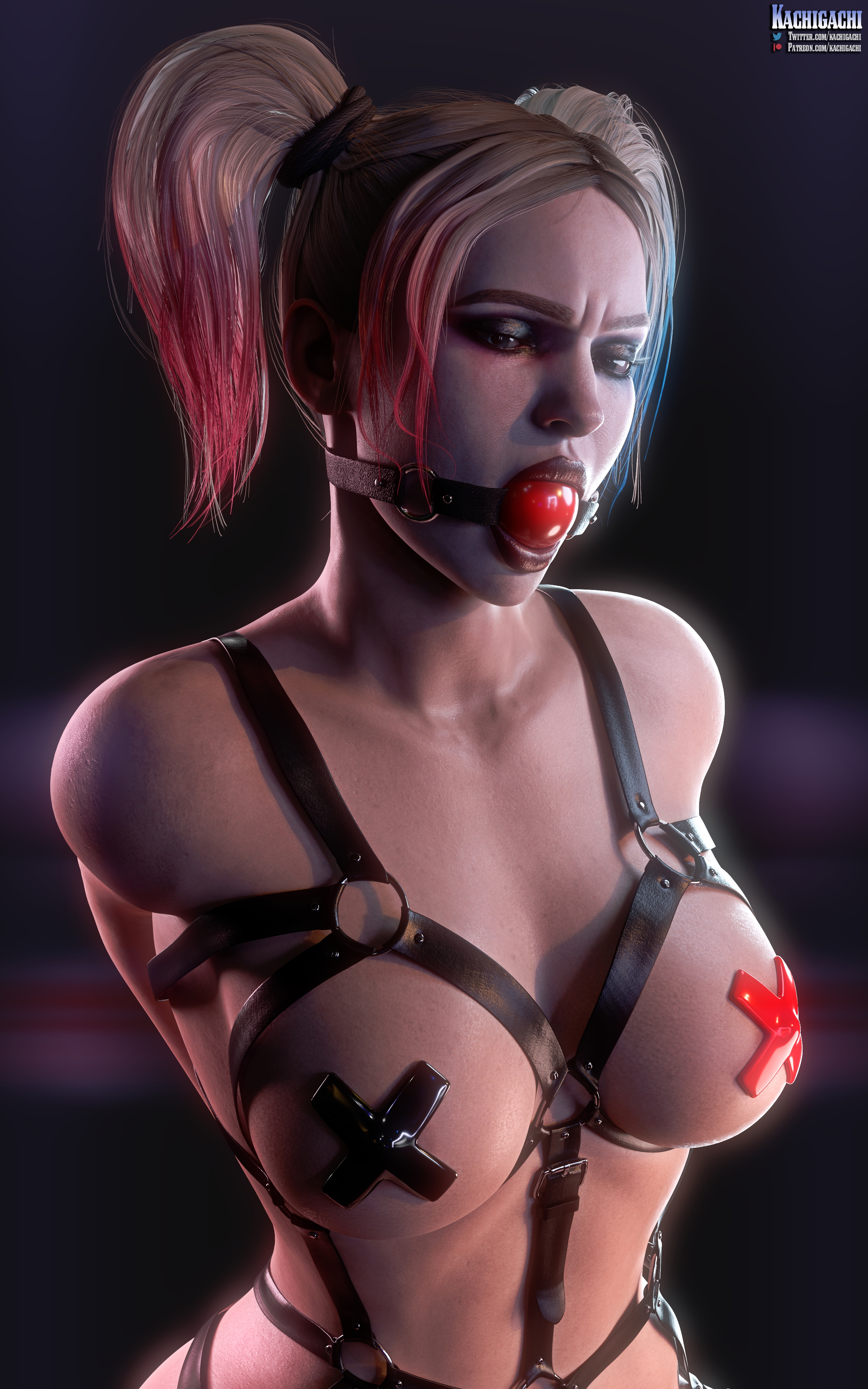 Harley Quinn gagged Harley Quinn Injustice 3d Girl 3dnsfw Bondage Bdsm Gagged Gag Ball Injustice 2 Big Tits 2