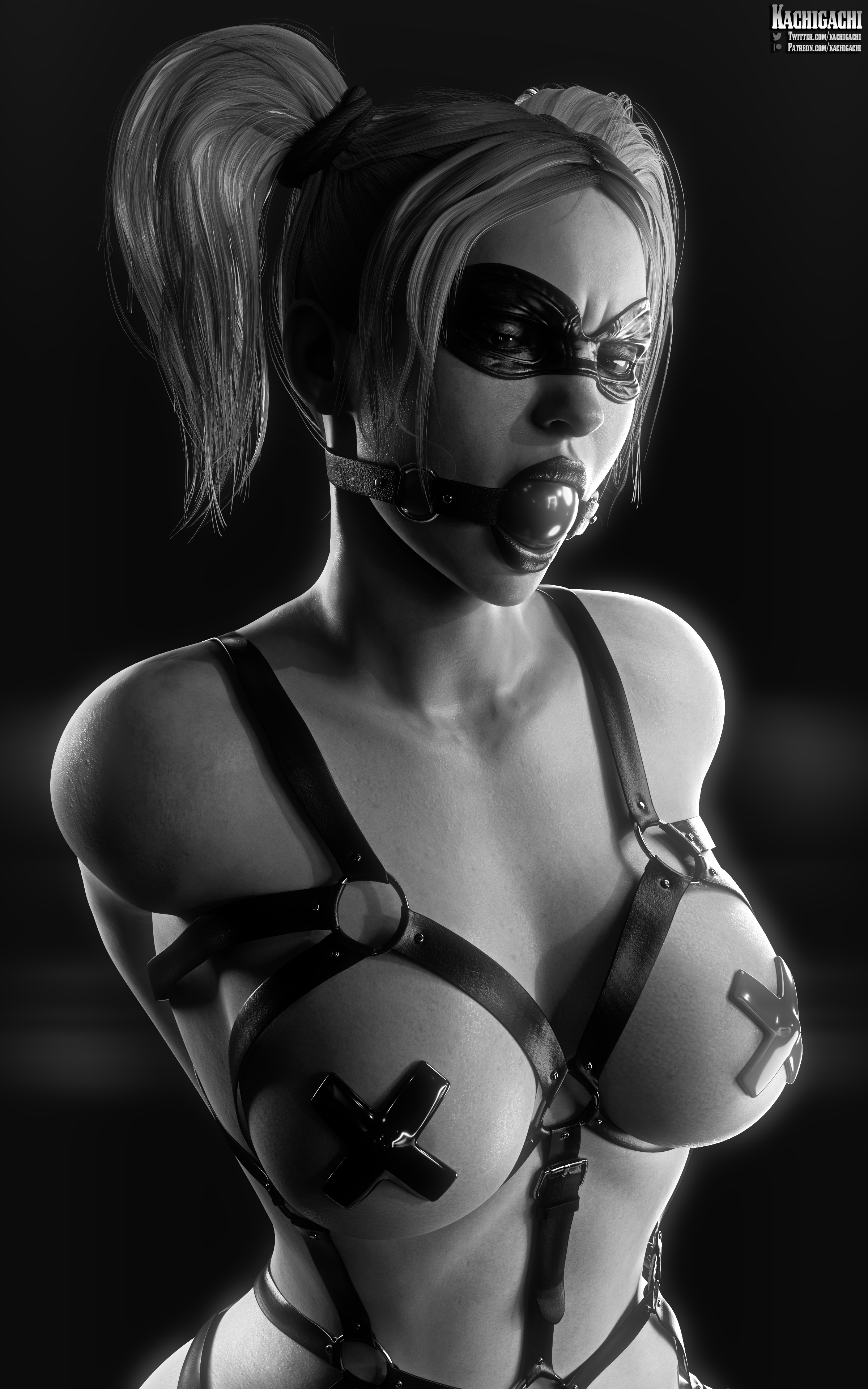 Harley Quinn gagged Harley Quinn Injustice 3d Girl 3dnsfw Bondage Bdsm Gagged Gag Ball Injustice 2 Big Tits 3