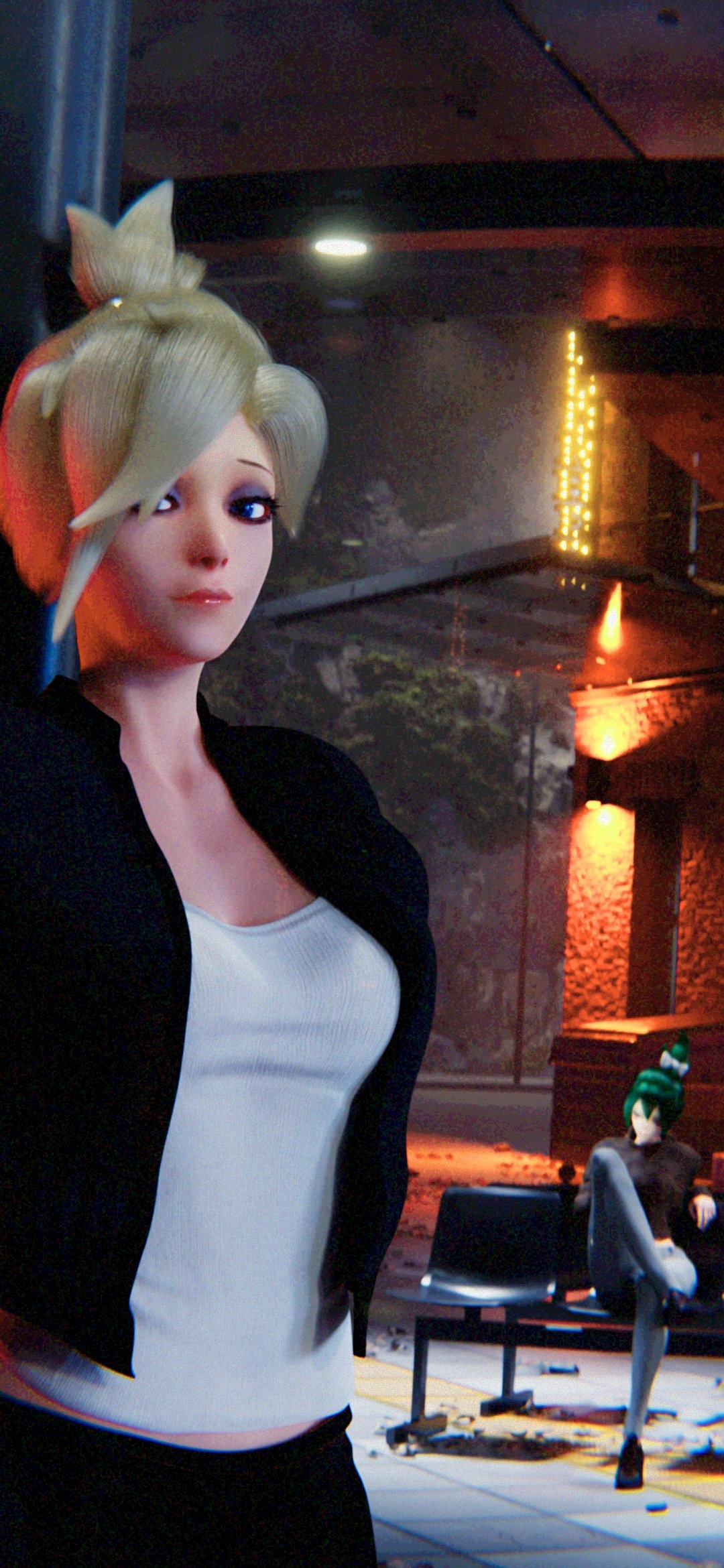 Waiting for the bus Mercy Overwatch Nipples Tits Boobs Horny Face Sexy Horny Perfect Body 3d Porn