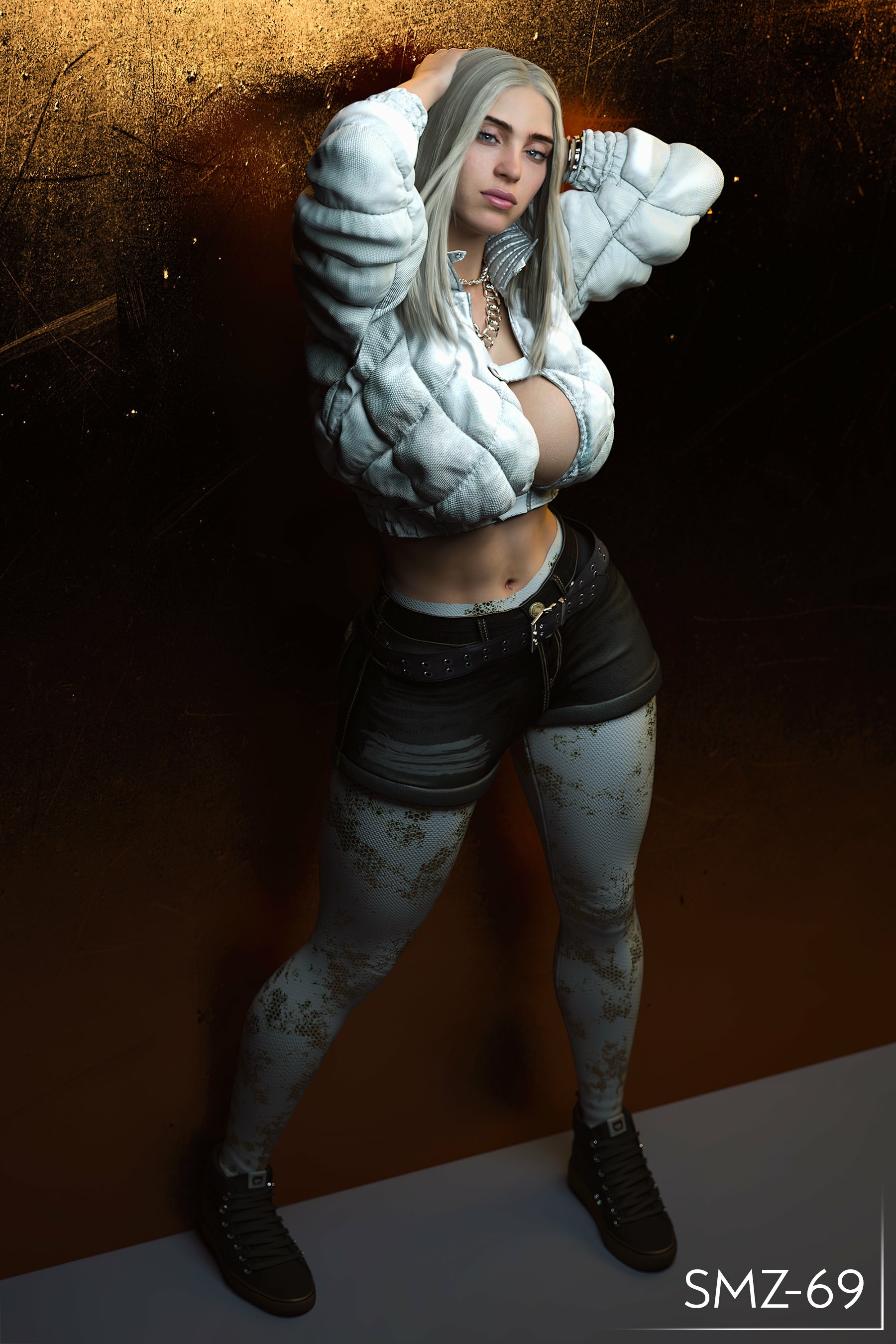 Billie Billieeilish Original Character Half Naked Sexy Horny Face Back View Ass Boobs Big Tits 3d Porn