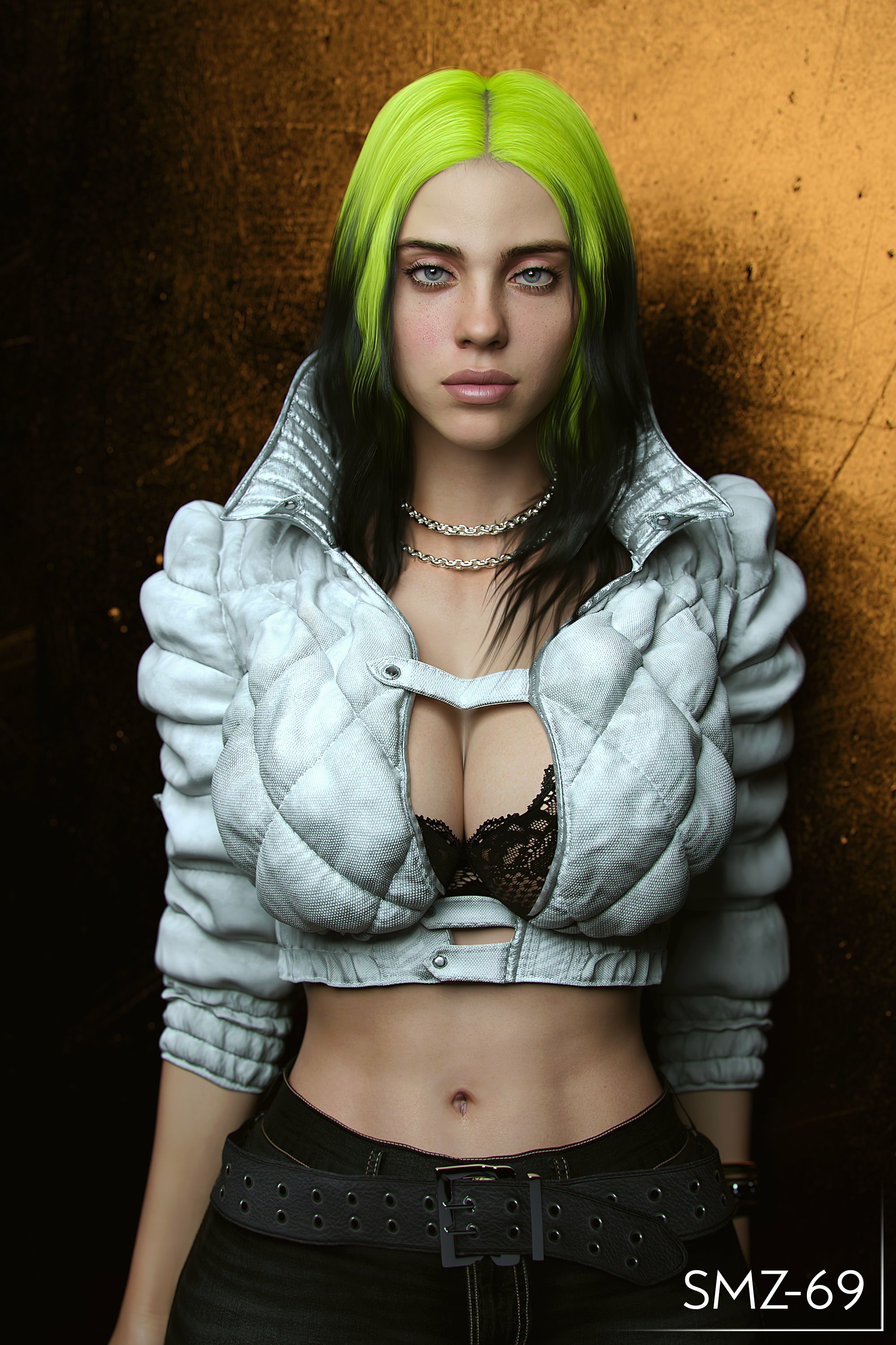 Billie sexy Billieeilish Original Character Half Naked Sexy Horny Face Back View Ass Boobs Big Tits 3d Porn