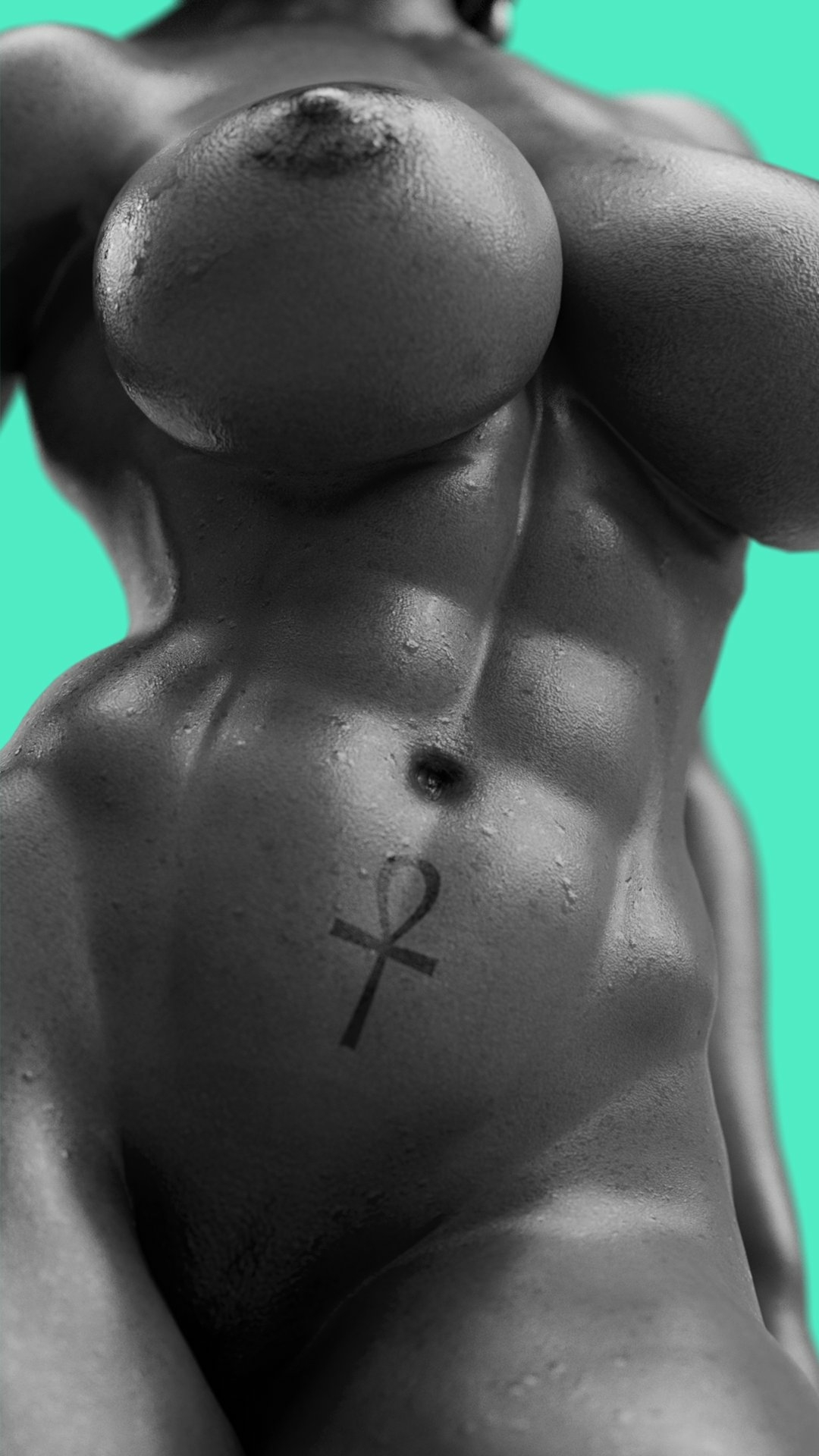 Pharah rainbow... in black and white Pharah Overwatch Naked Fully Naked Nipples Nsfw Boobs Big boobs Tits Pink Nipples Sexy 3d Porn 4