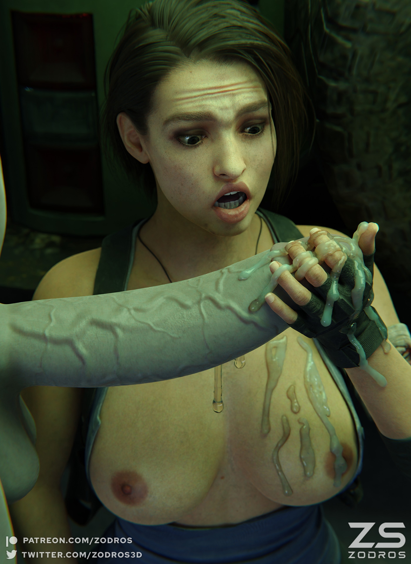 Jill Valentine Handjob Resident Evil Jill Valentine Big Tits Big boobs Zombie Short Hair Partially_clothed Cum 2