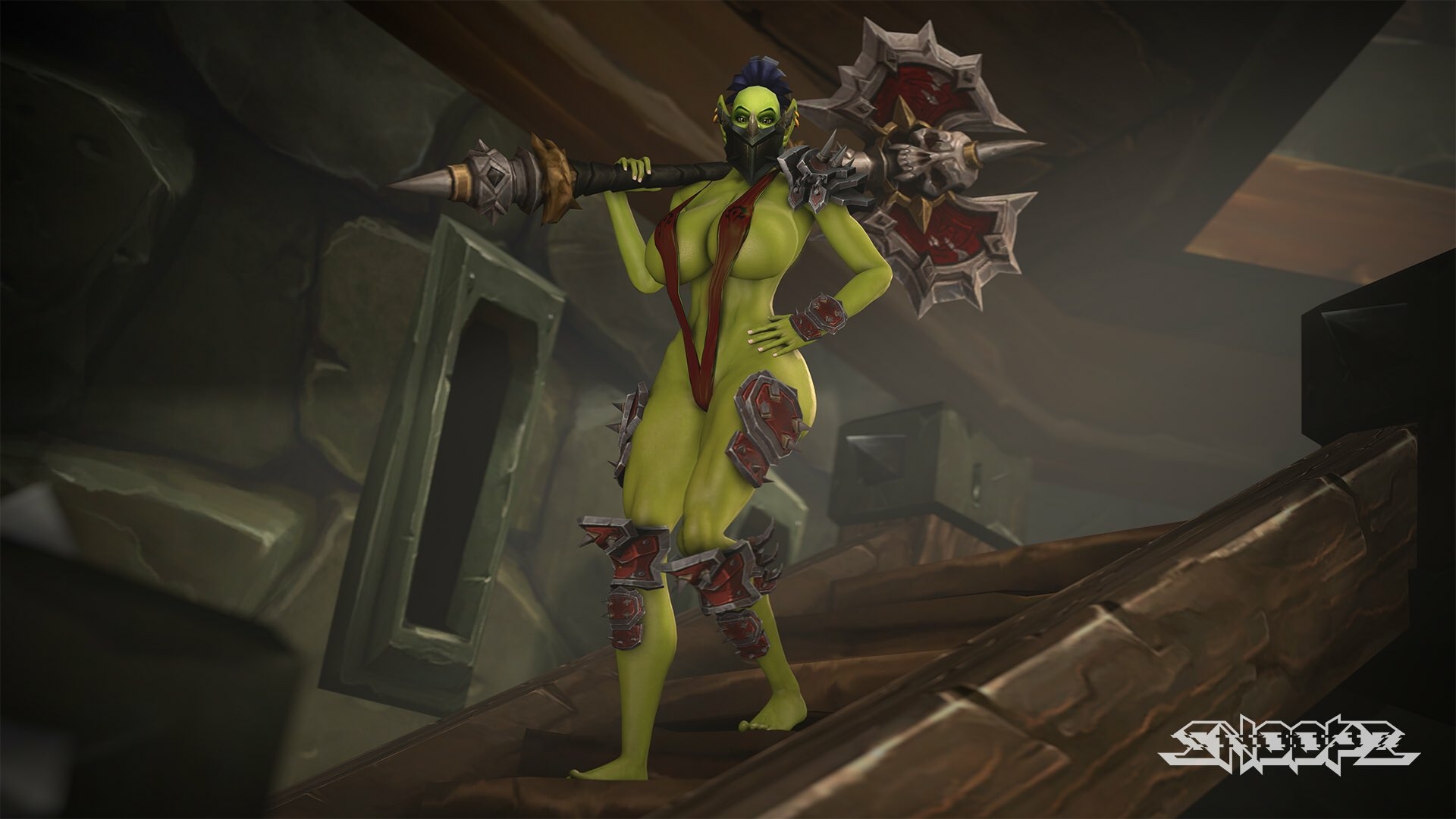 -Ready for battle- Orc Warcraft World Of Warcraft Naked Boobs Big boobs Ass Sexy Horny Face 3d Porn