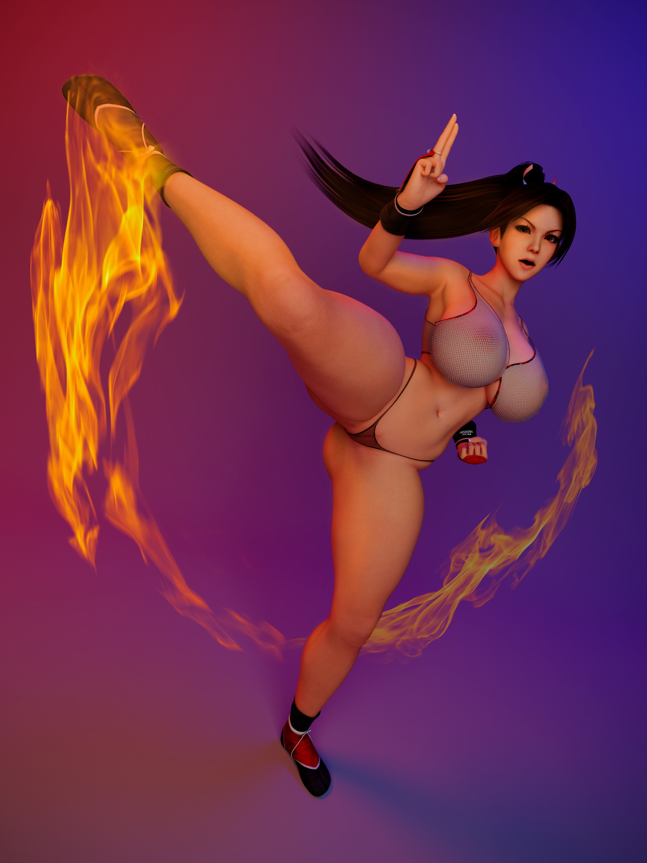 Those hot thighs  those hot kicks. Mai Shiranui Dead Or Alive Lingerie Back View Bikini Horny Face Naked Ass Big boobs Boobs Sexy 3d Porn