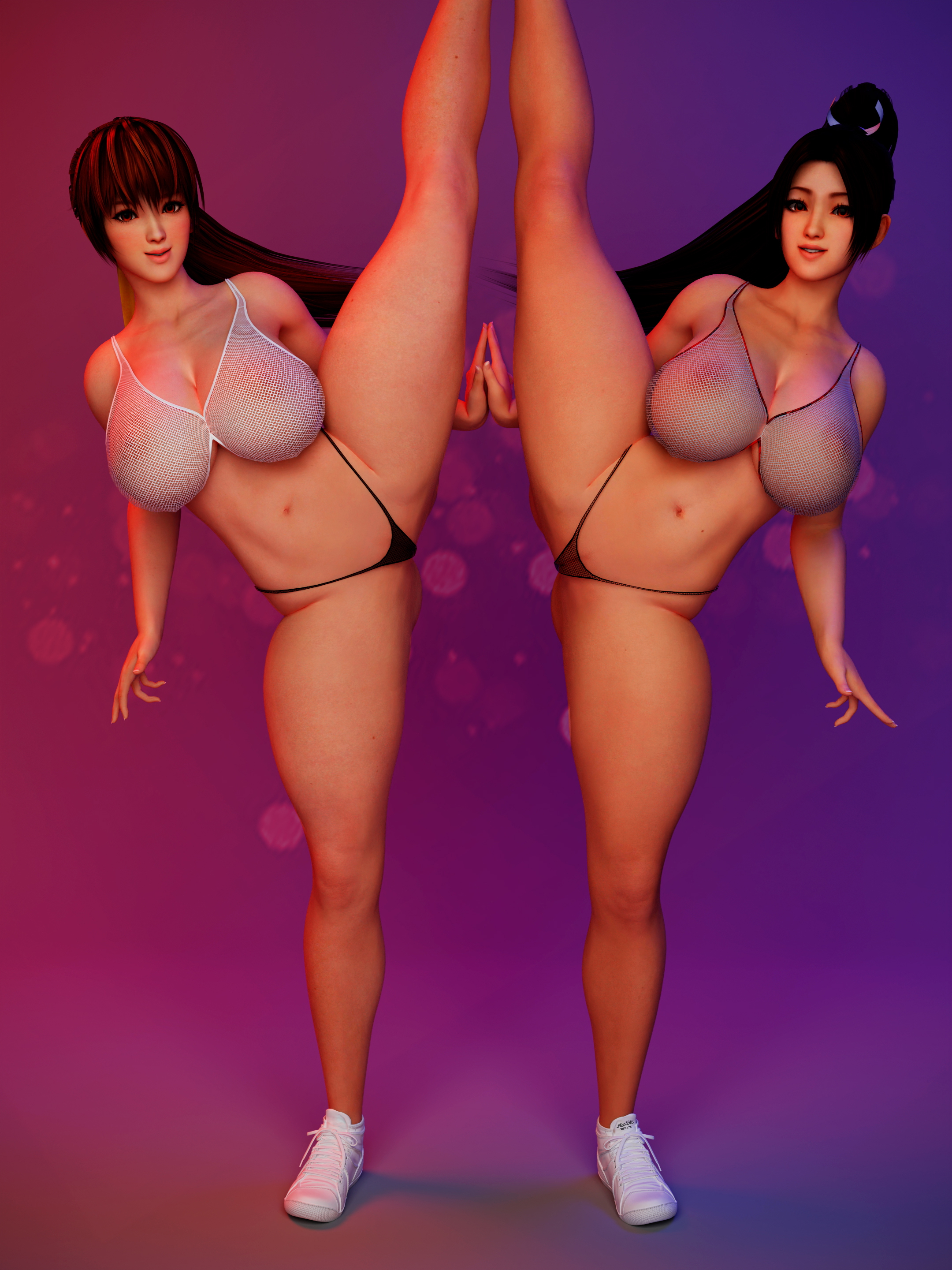 Arcade Fighting girls! Mai Shiranui Kasumi Dead Or Alive Lingerie Back View Horny Face Ass Big boobs Boobs Sexy 3d Porn