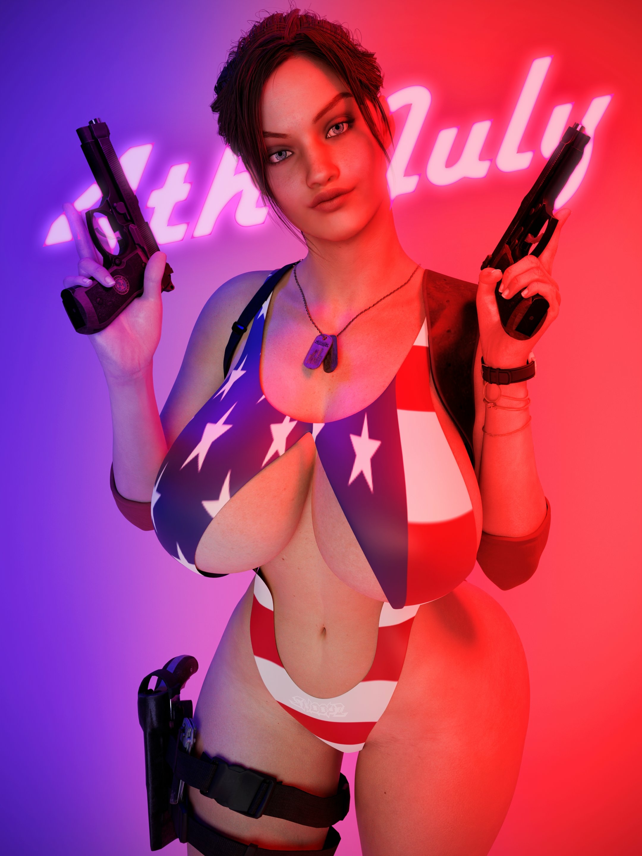 Happy 4th of July to our American comrades! Claire Redfield Resident Evil Naked Horny Face Ass Big boobs Boobs Sexy 3d Porn