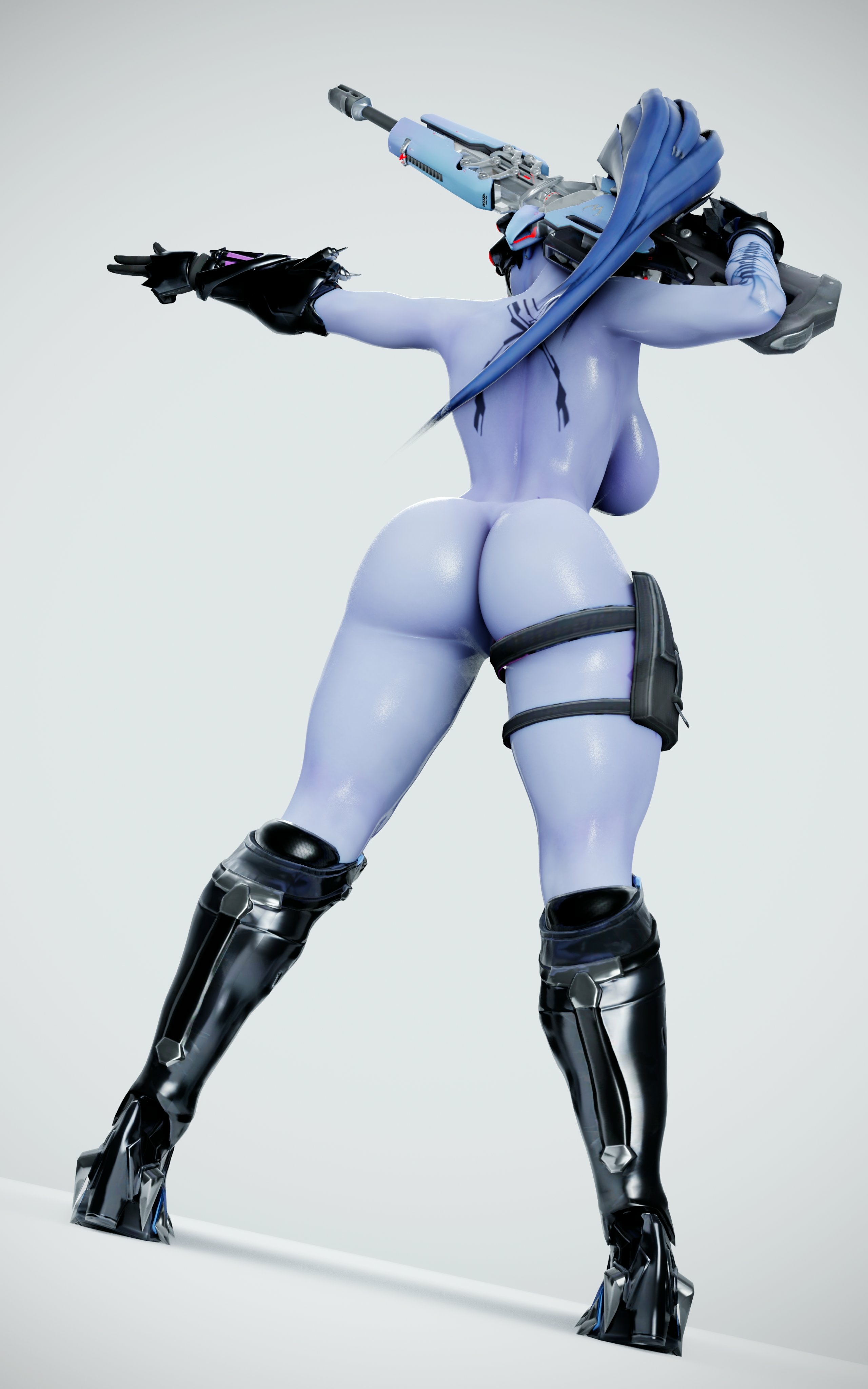 -Widow s lethal- Widowmaker Overwatch Back View Naked Horny Face Ass Big boobs Boobs Sexy 3d Porn 2