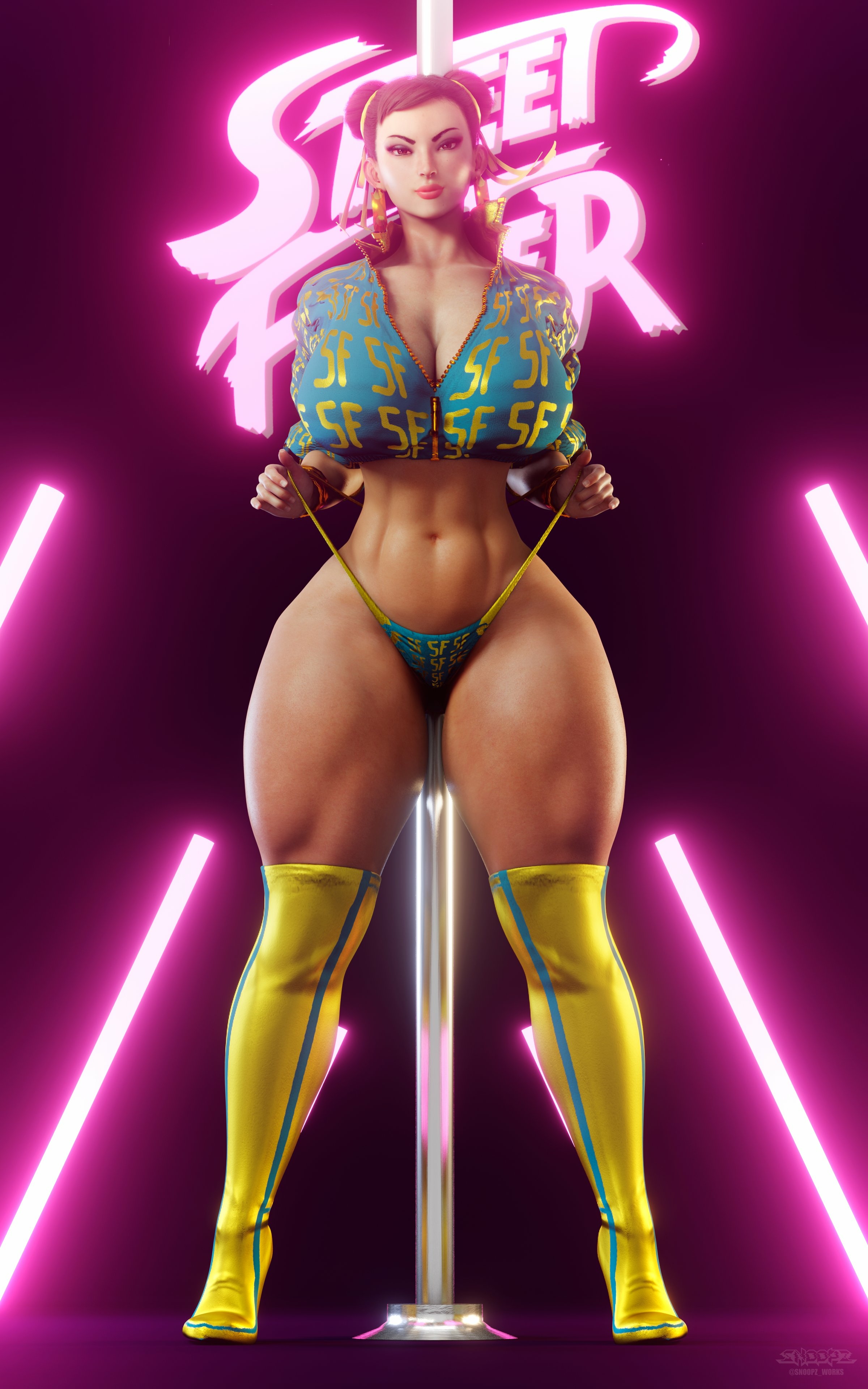 -Chun Li  Cover Girl- Chun Li Street Fighter Lingerie Bikini Boobs Ass Horny Face Sexy 3d Porn