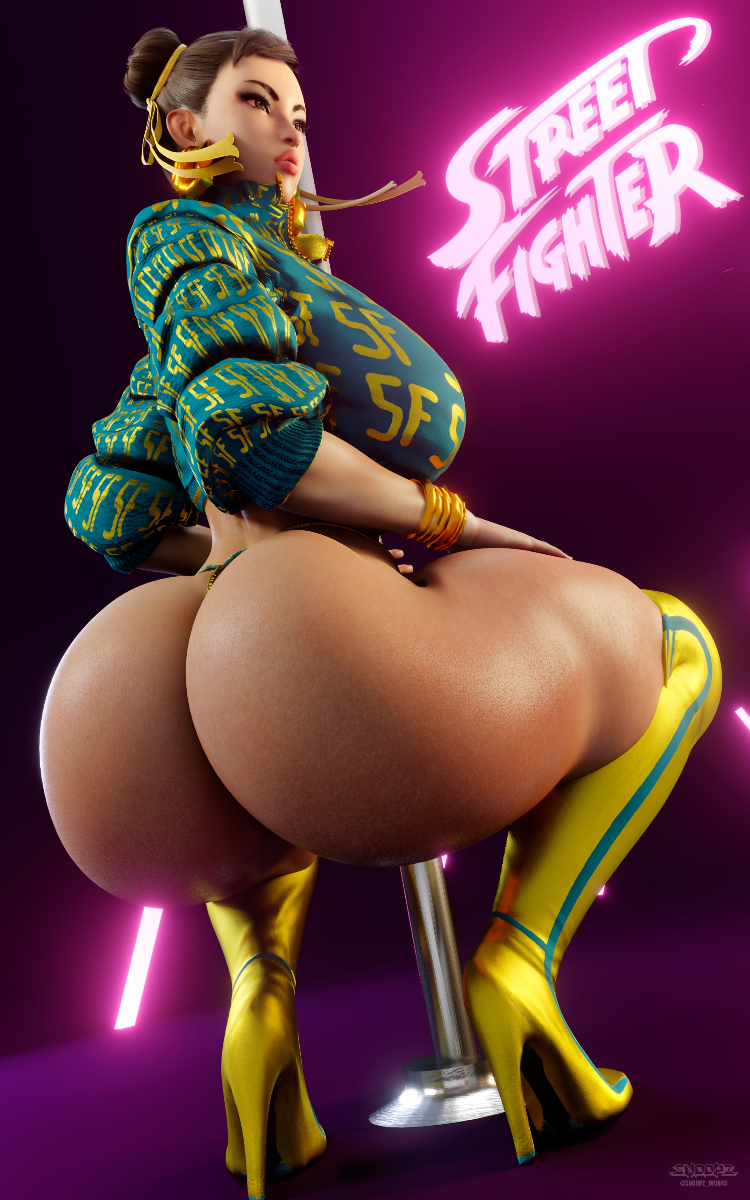 -Chun Li  Cover Girl-  (2/2) Chun Li Street Fighter Lingerie Bikini Boobs Ass Horny Face Sexy 3d Porn
