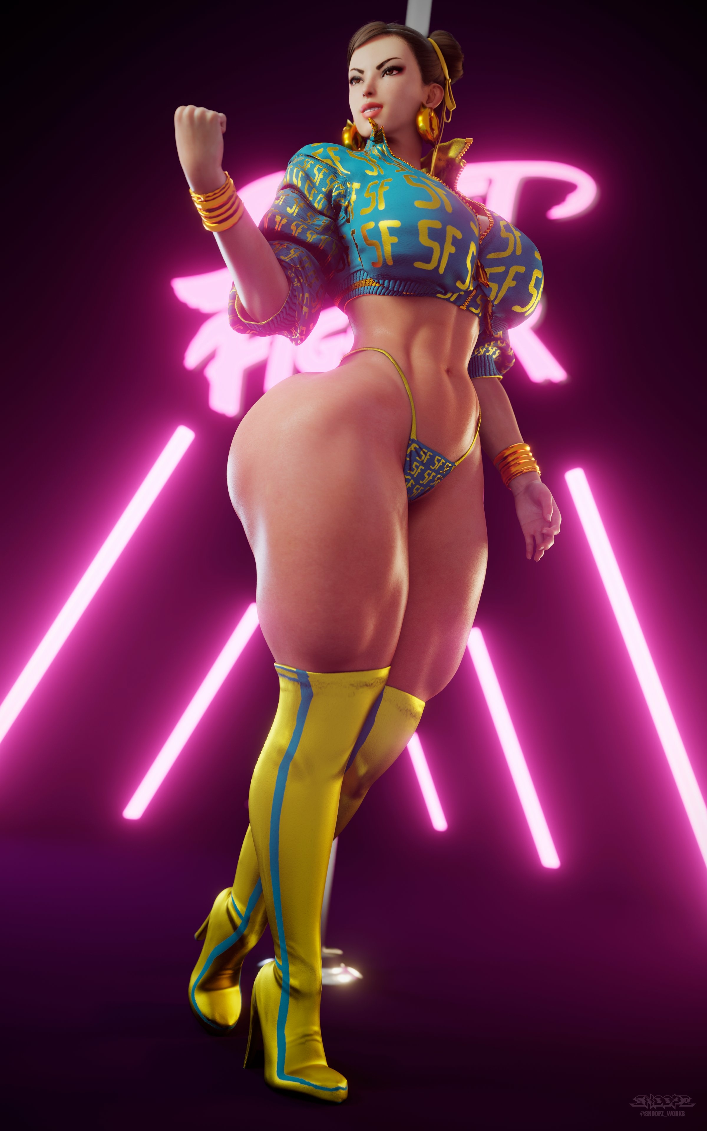 -Chun Li  Cover Girl-  (3/3) Chun Li Street Fighter Lingerie Bikini Boobs Ass Horny Face Sexy 3d Porn