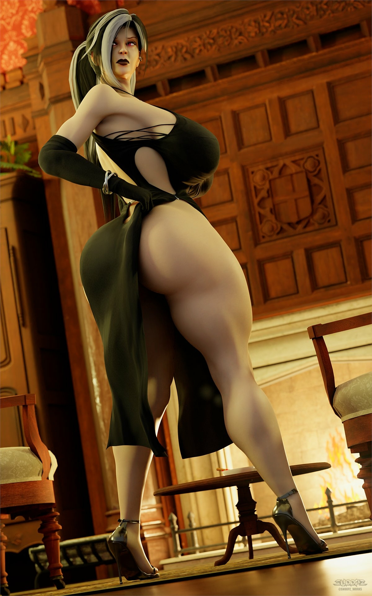 -Baroness Skyler s night (1/2)-  Back View Lingerie Bikini Boobs Ass Horny Face Sexy 3d Porn Original Character