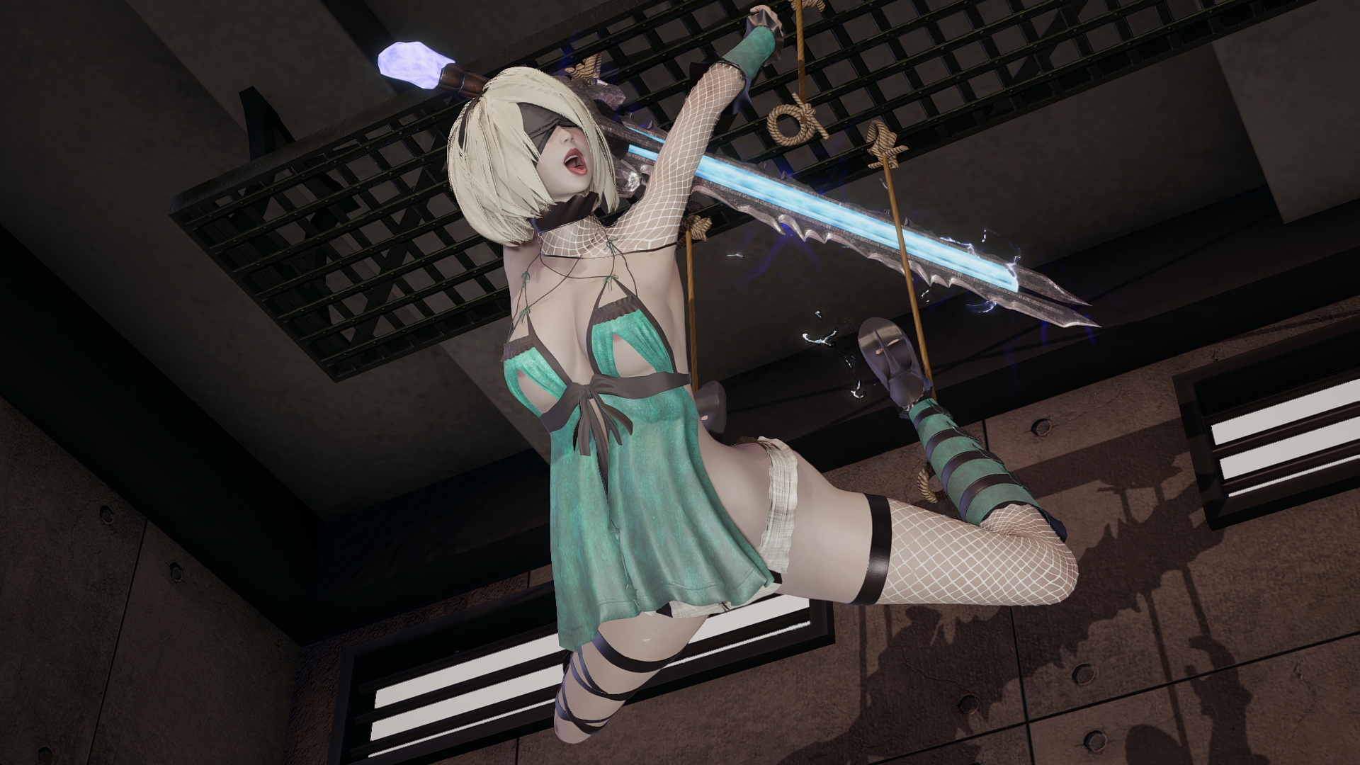 Honey Select 2 Nier Automata 2b tied up and face fucked Nier Automata 2b Honey Select 2 Facefuck Blowjob Tied Chained Oral Sex Forced Bondage 5