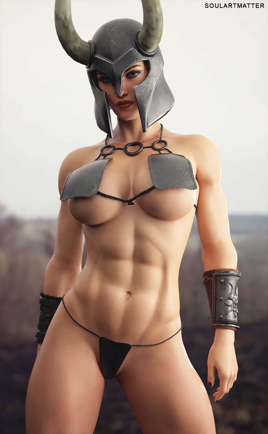 Battle Maiden  Original Character Amazon Fantasy Muscular Girl Big Tits Nipple Piercing