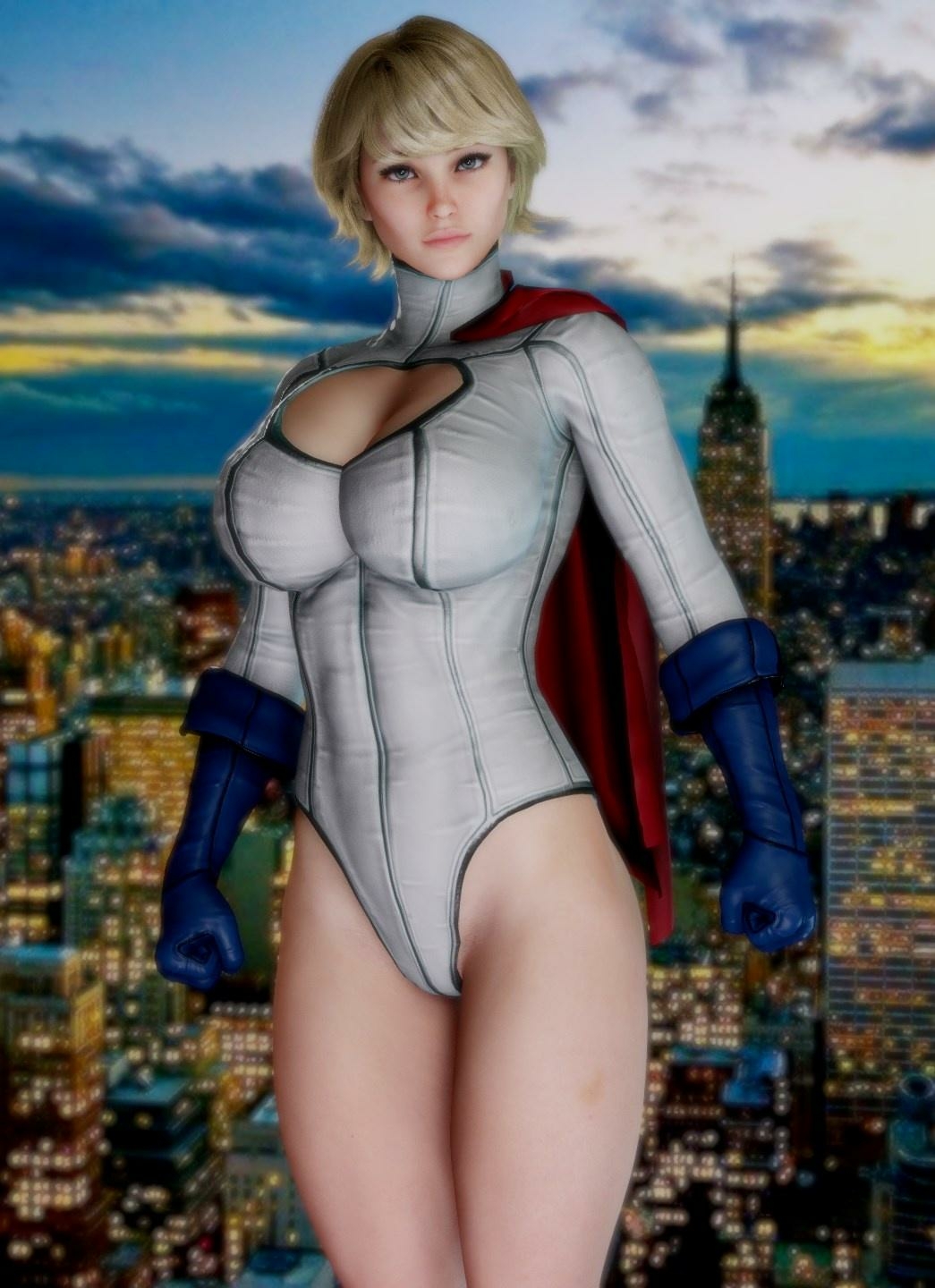 Karen Starr - Power Girl  Thicc Curvy Model Huge Boobs Busty Rule 34 Blonde