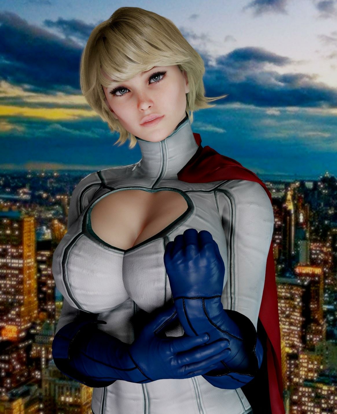 Karen Starr - Power Girl  Thicc Curvy Model Huge Boobs Busty Rule 34 Blonde 2