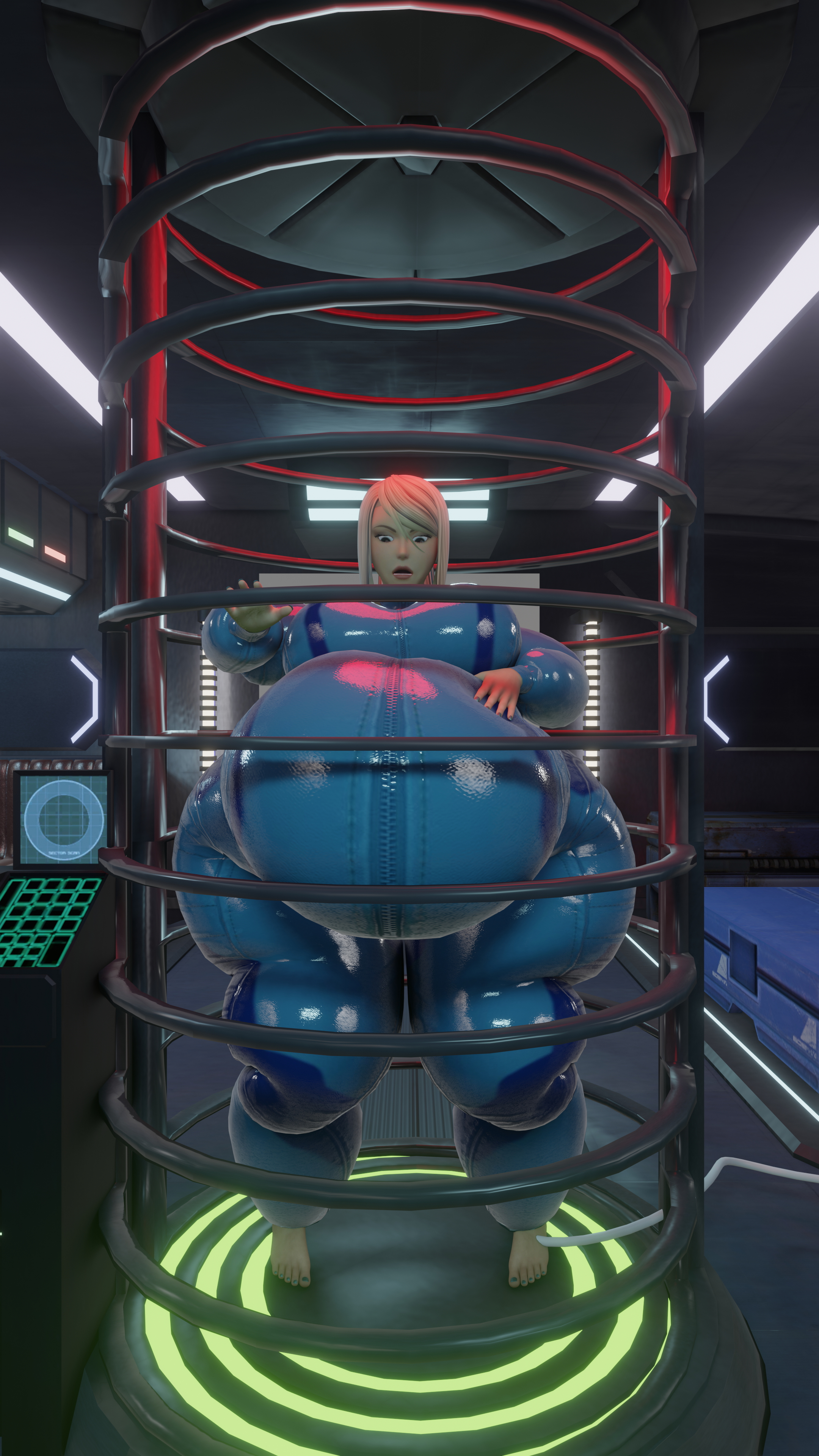 Samus suit power up! Samus Aran (Metroid) Inflation Fetish Body Inflation Animated Fat Bbw Belly Big Butt Balloon Rubber Hourglass Pose Mouth Taped 3