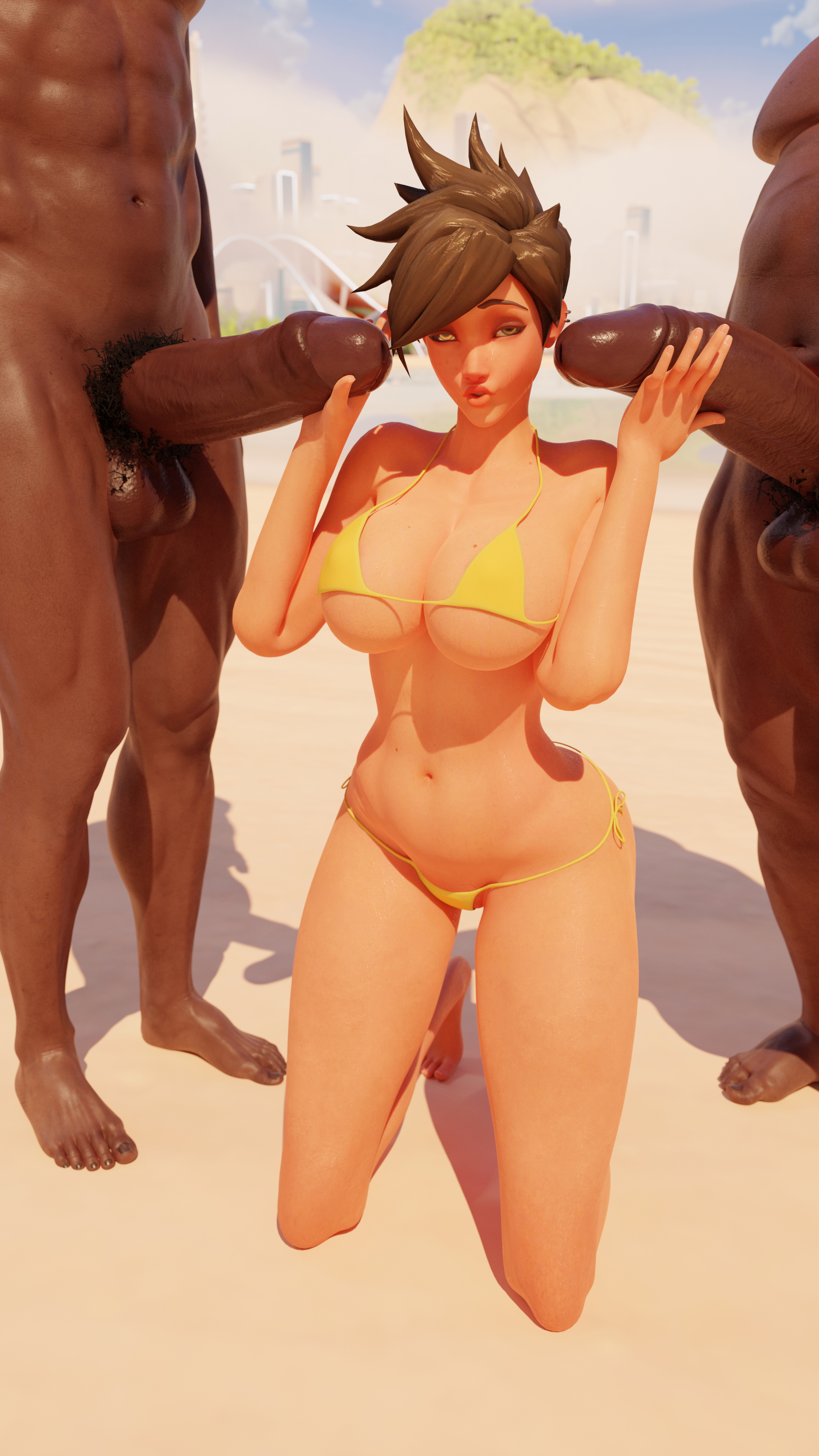Fan meeting at the beach Tracer Overwatch Condom Tongue Out Tongue Bikini Sexy Bikini Pubic Hair Bbc Fat Male Blacked Beach Sweaty Sweat