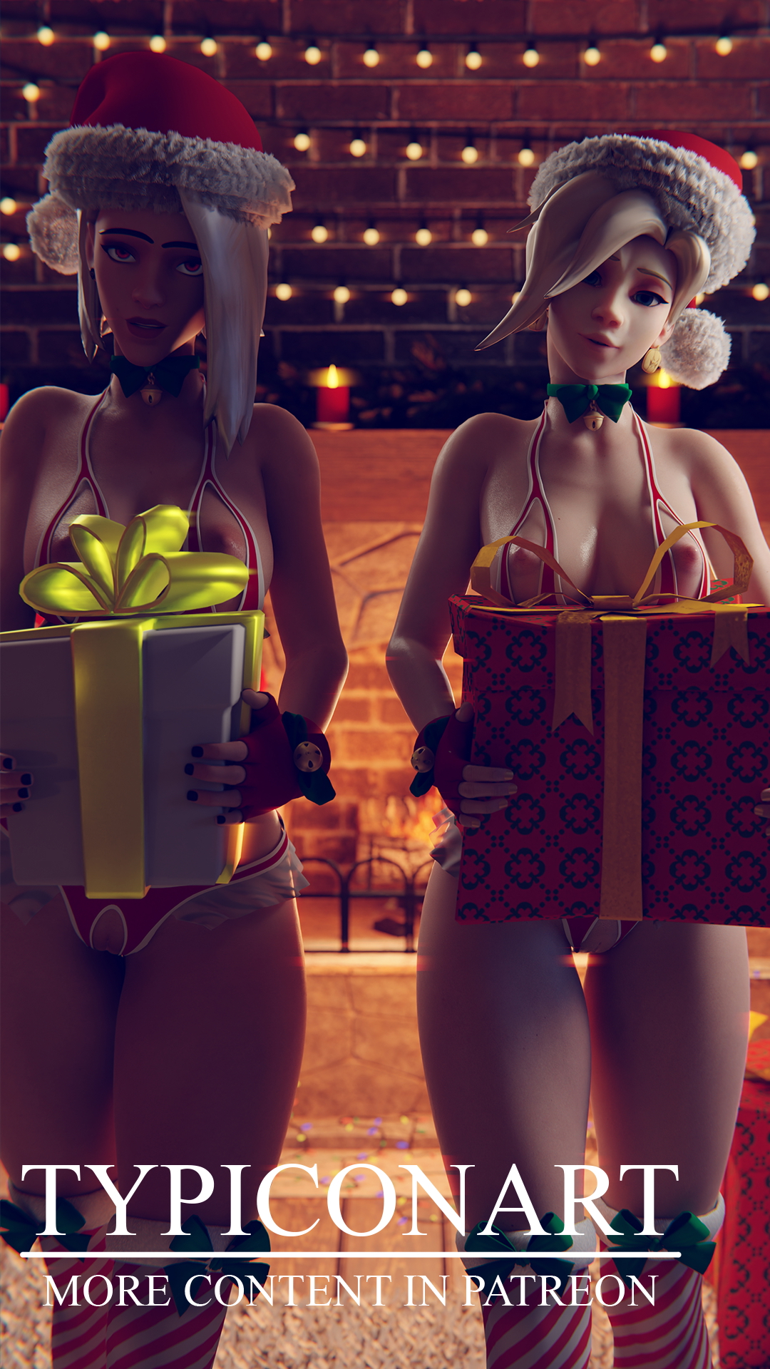 Overwatch. Christmas Mercy and Ashe. Overwatch Mercy Ashe Ashe (overwatch) Christmas Big Tits Big Ass Big boobs Big Breasts Big Nipples 3d Porn 3d Girl Pussy