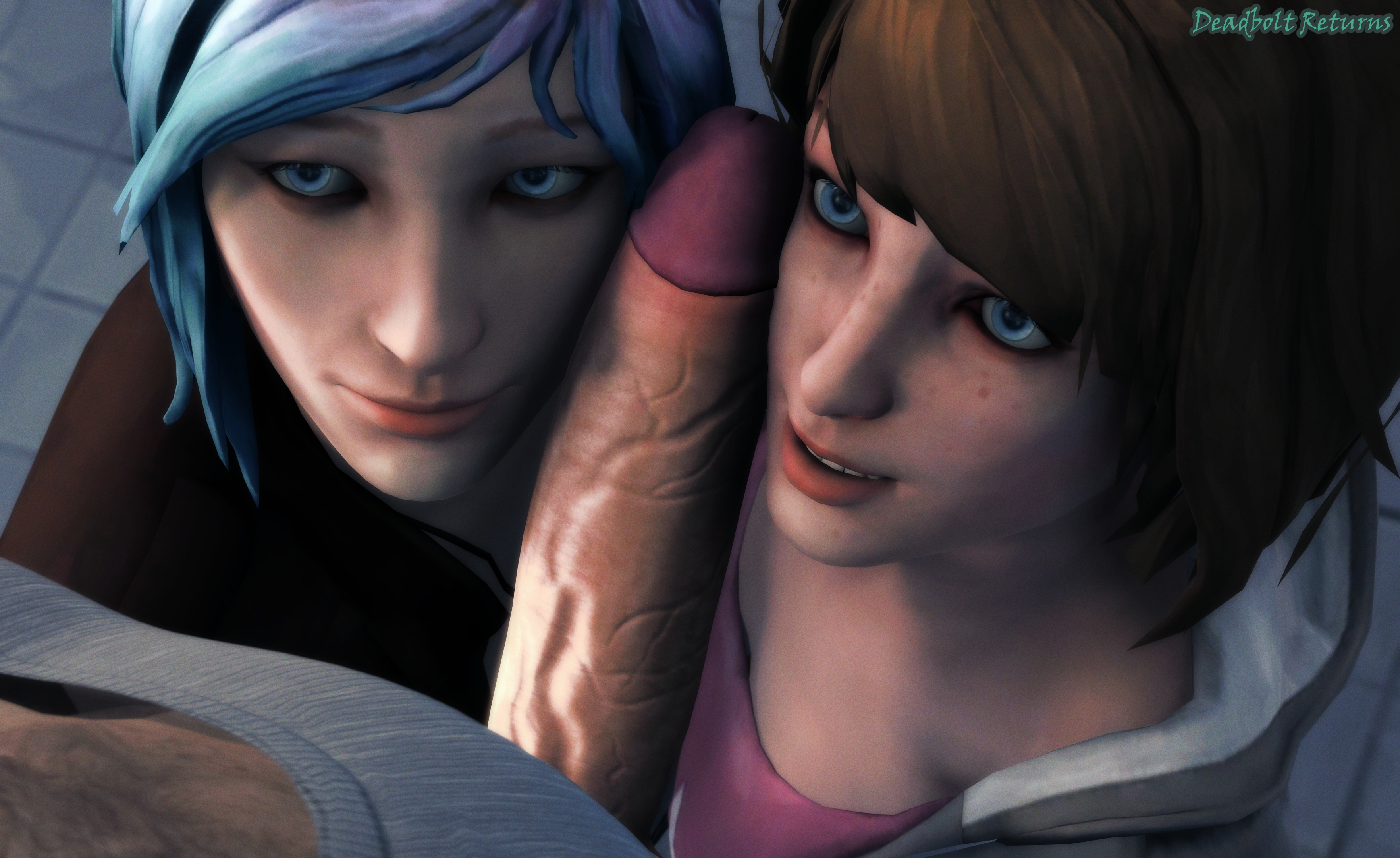 Chloe and Max BJ in the Bathroom Chloe Price Max Caulfield Life Is Strange Life Is Strange Max Nsfw Rule34 Rule 34 R34 Sfm Source Filmmaker Threesome Double Blowjob 2