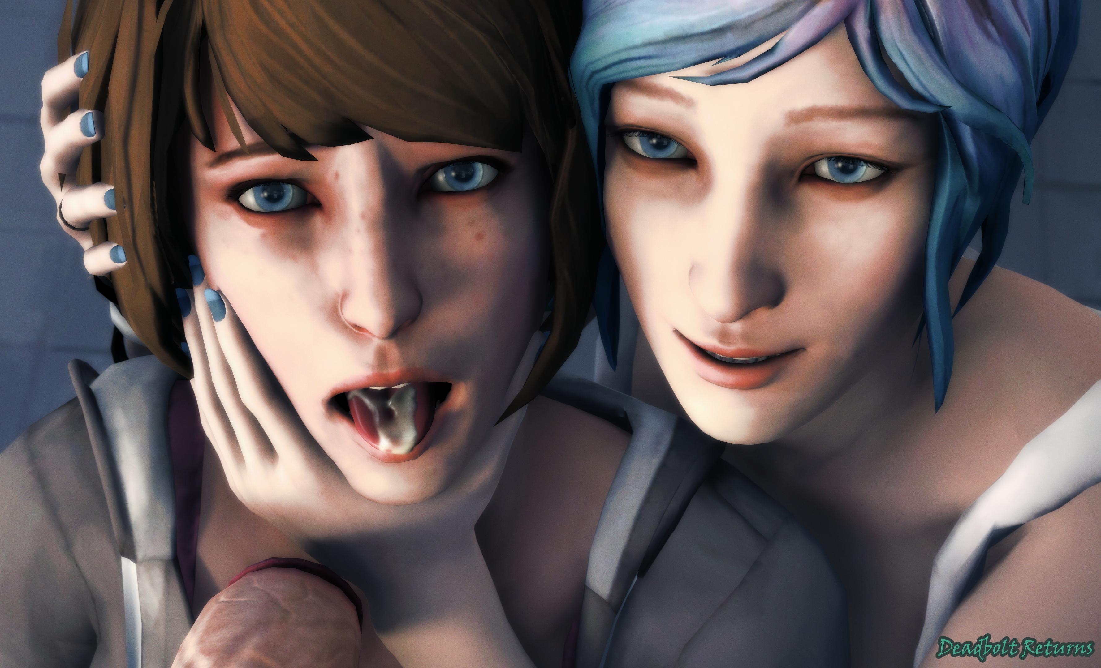 Chloe and Max BJ in the Bathroom Chloe Price Max Caulfield Life Is Strange Life Is Strange Max Nsfw Rule34 Rule 34 R34 Sfm Source Filmmaker Threesome Double Blowjob 10