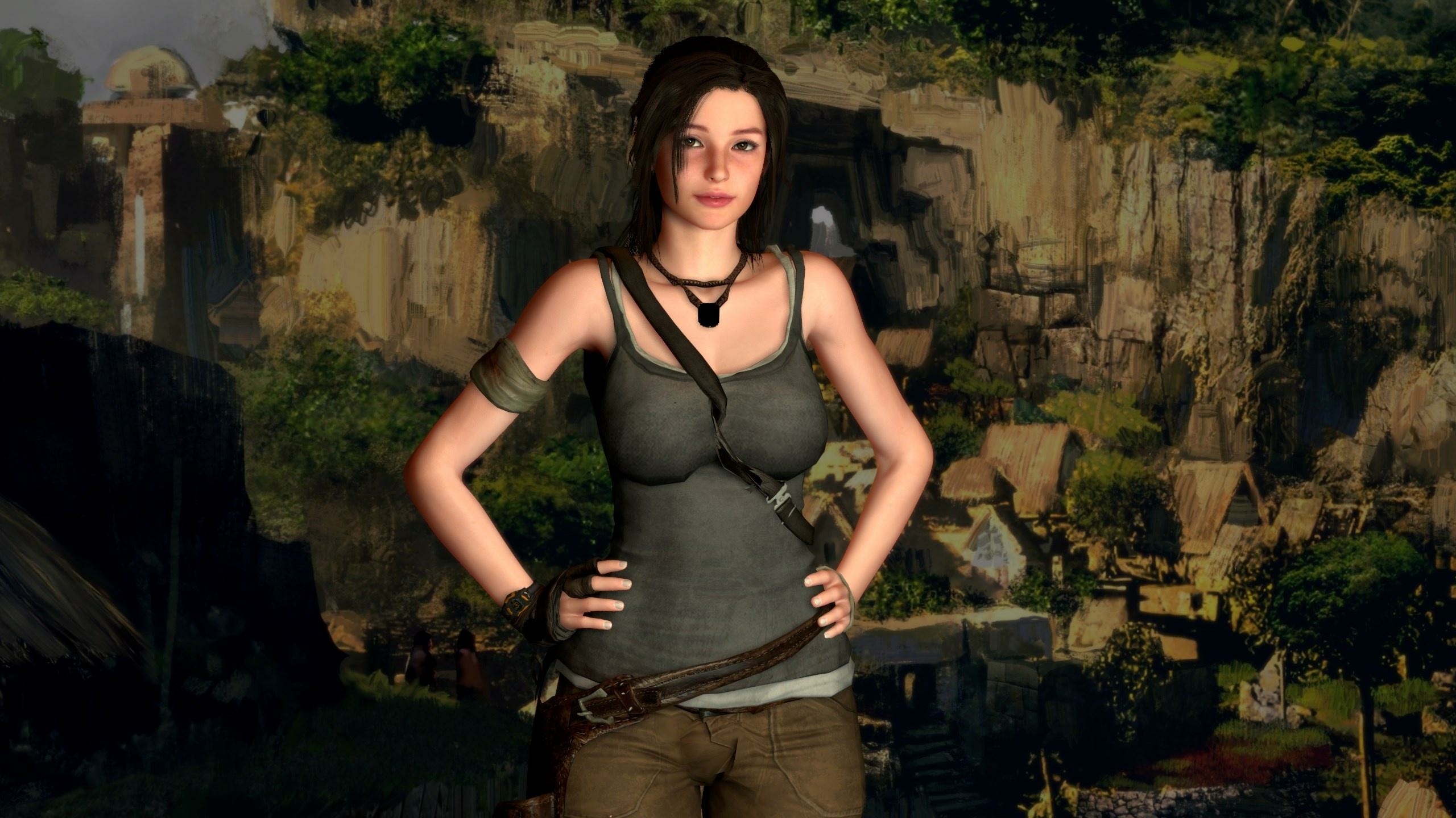 Lara Croft - Pogstyle Nier Automata Thicc Curvy Model Huge Boobs Busty Rule 34
