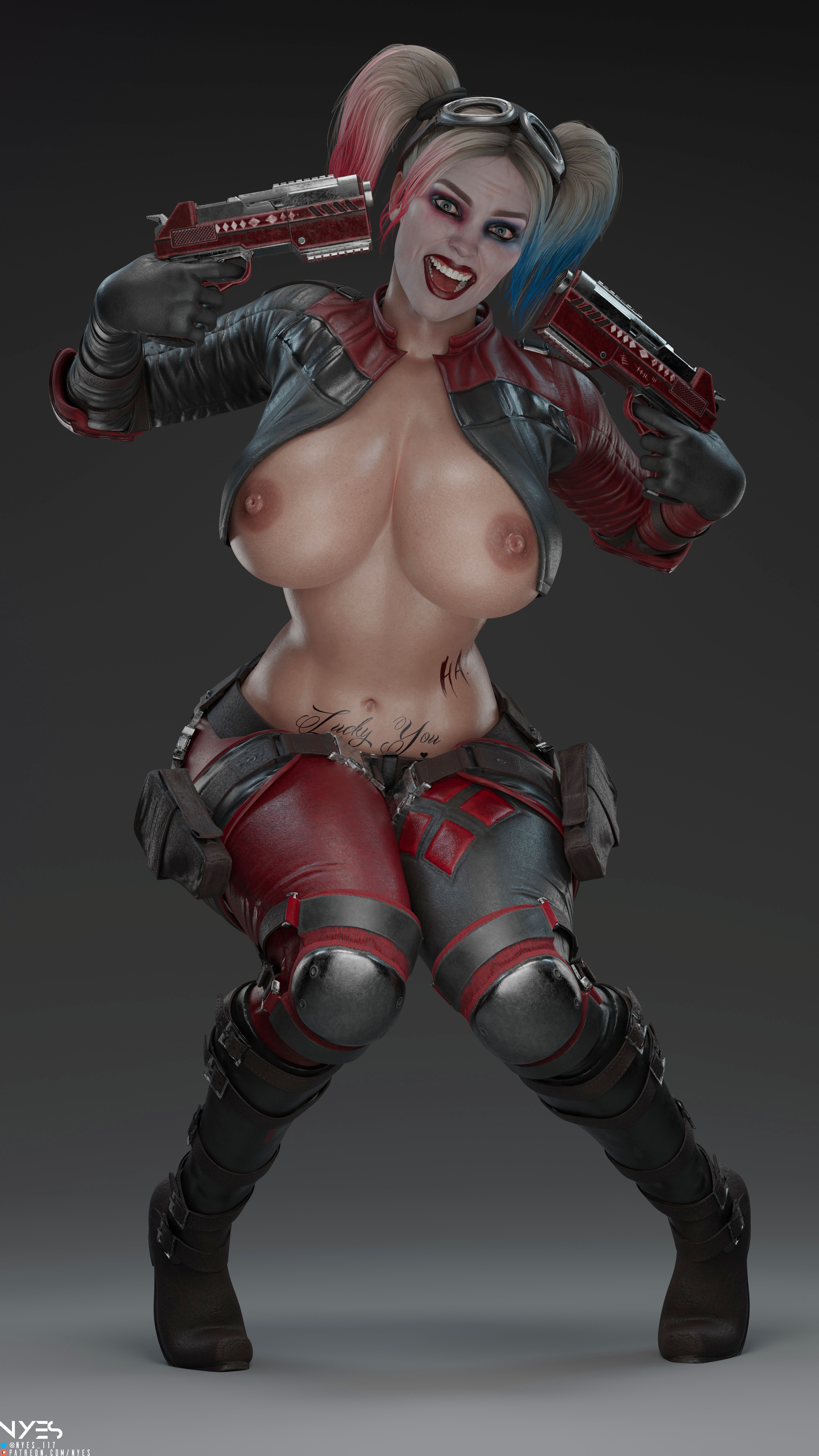 HQ (8K) Harley Quinn Dc Comics Partially_clothed Big Tits Nipples Pinup