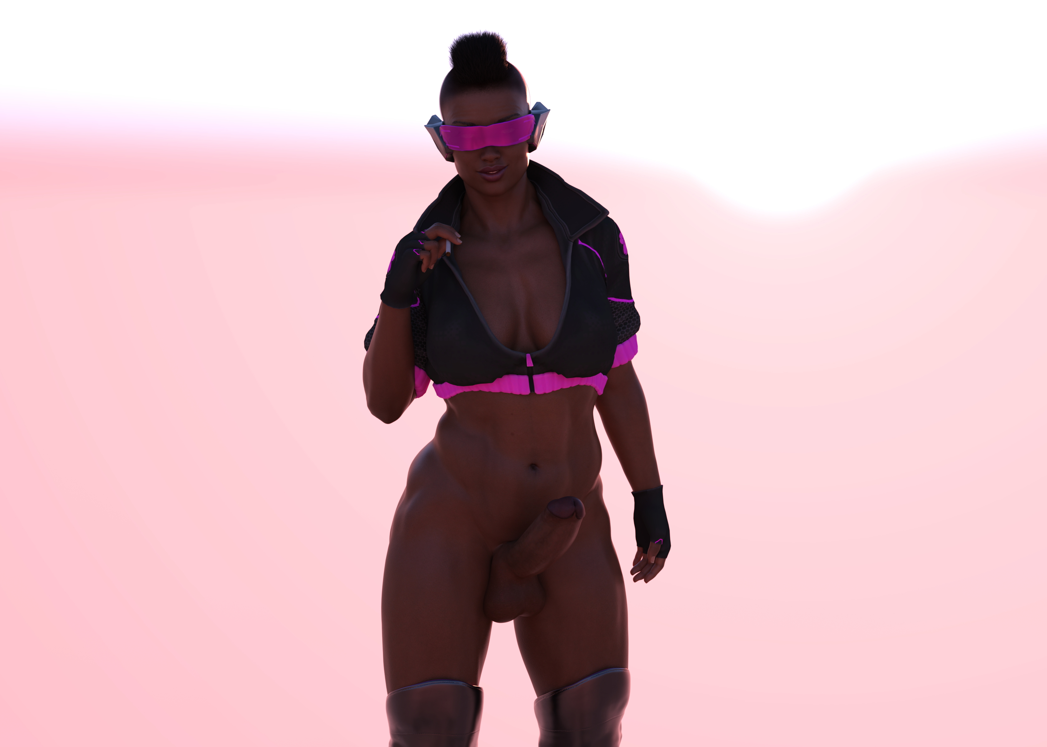 Cyberpunk  Naked Ass Big Ass Sexy Solo 3d Girl Futanari Female Bulge Futa Bulge Smoke Cyberpunk 3