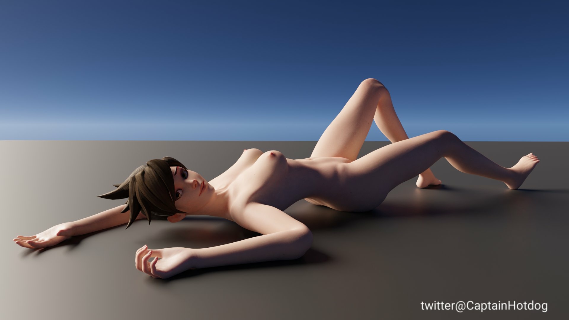 Laying Tracer in two different lighting environments Tracer Overwatch Naked Fully Naked Boobs Tits Ass Sexy Horny Face Horny 3d Porn 2