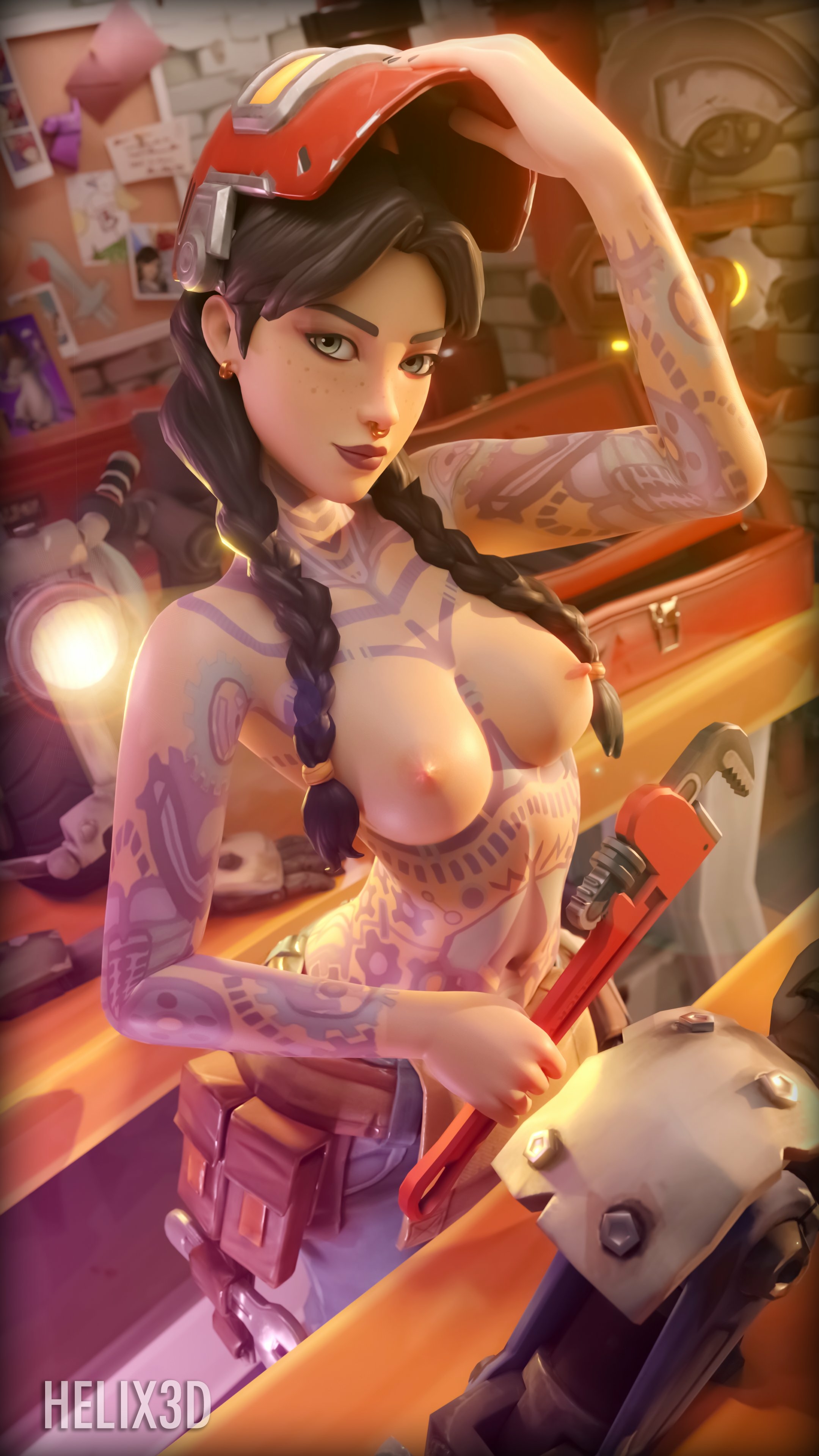 It sure gets hot in that workshop. Jules Fortnite Nipples Boobs Tits Ass Sexy Horny Face Horny 3d Porn