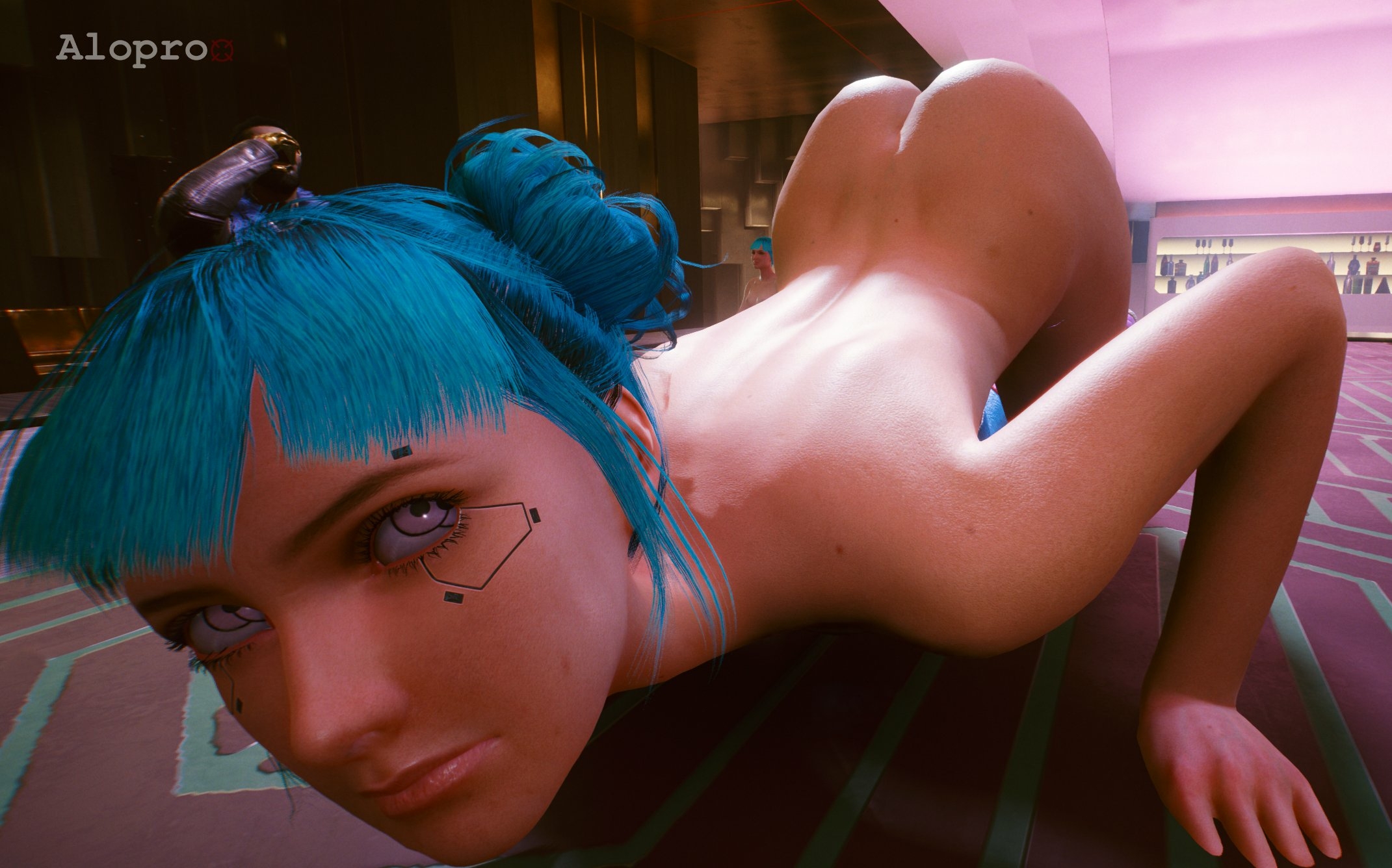 Blue Moon ! Blue Moon Cyberpunk2077 Back View Pussy Shaved Pussy Nipples Boobs Ass Sexy Horny Face 3d Porn 2