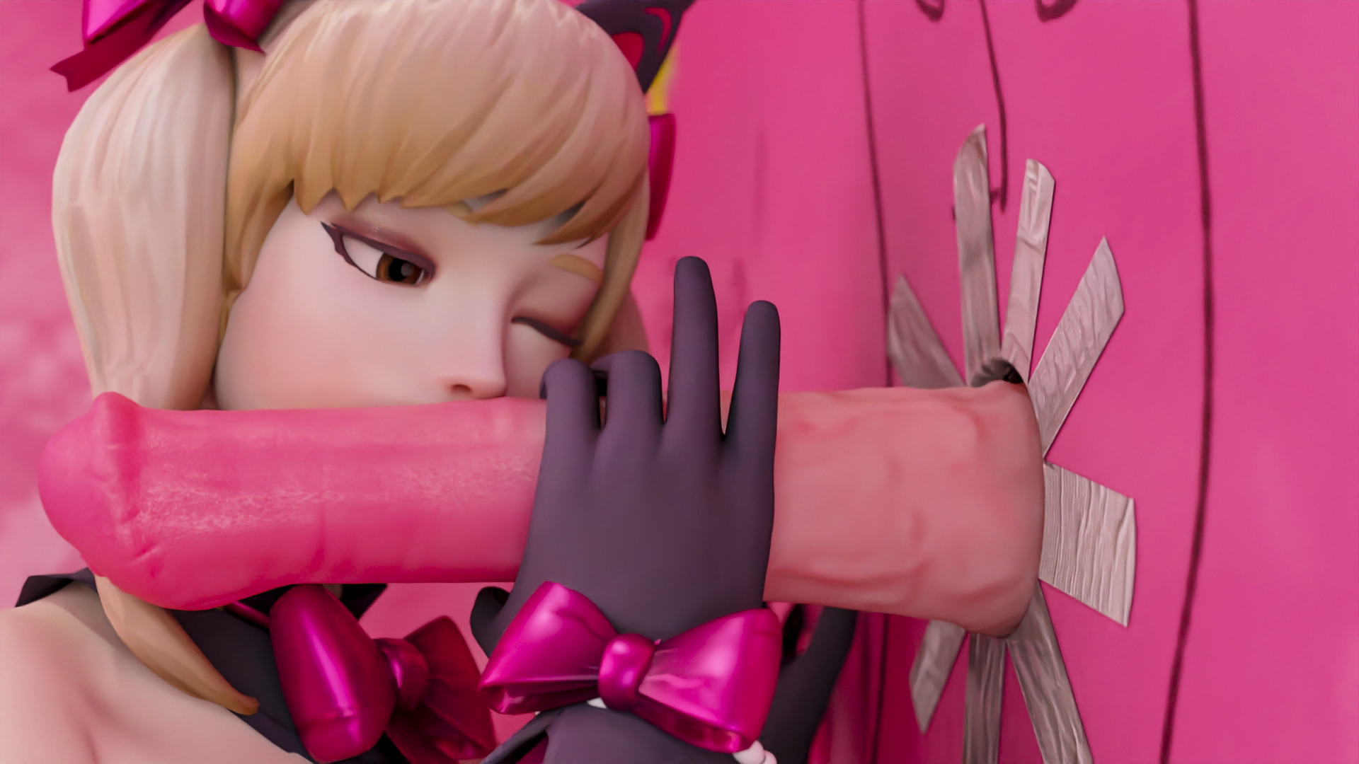 Dva Gloryhole Dva (overwatch) Horse Cock Dildo Glory hole Blowjob Deep throat Sloppy Cum 6