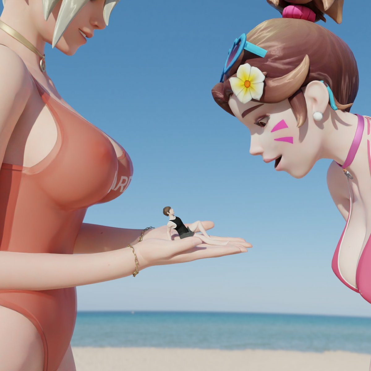 Giant dva and mercy Dva (overwatch) Mercy Overwatch Naked Nipples Lingerie Boobs Big boobs Big Tits Ass Sexy Horny Face Horny 3d Porn