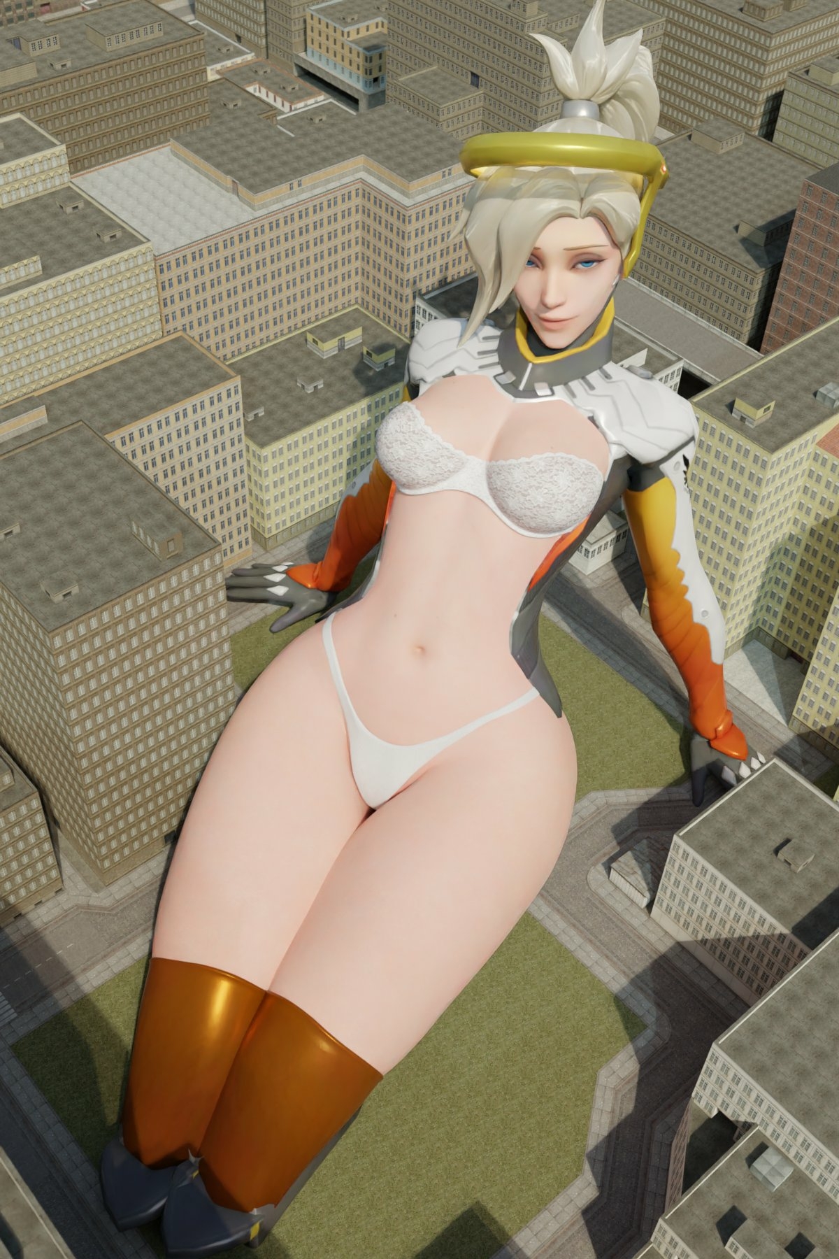 Mercy s height: ~225 m Mercy Overwatch Lingerie Sexy Lingerie Naked Nipples Boobs Big boobs Big Tits Ass Sexy Horny Face Horny 3d Porn