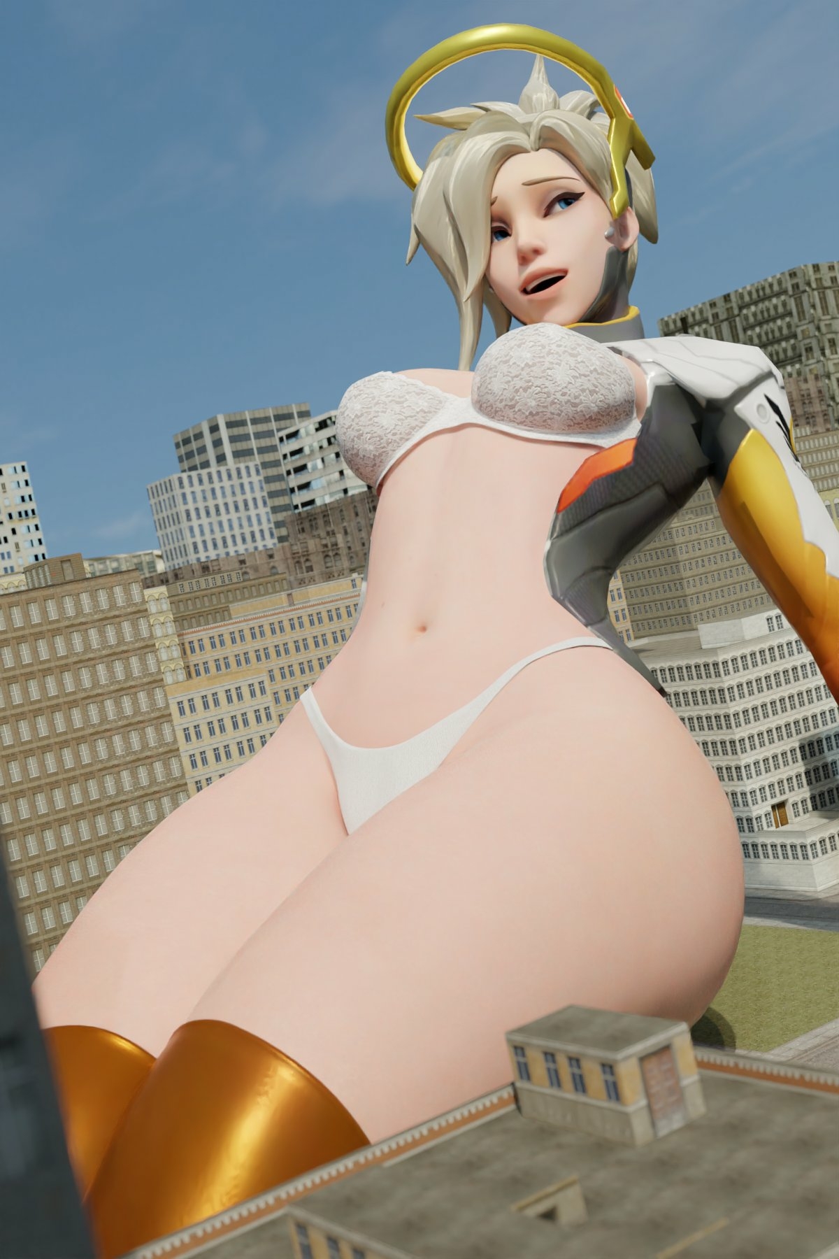 Mercy s height: ~225 m Mercy Overwatch Lingerie Sexy Lingerie Naked Nipples Boobs Big boobs Big Tits Ass Sexy Horny Face Horny 3d Porn 2