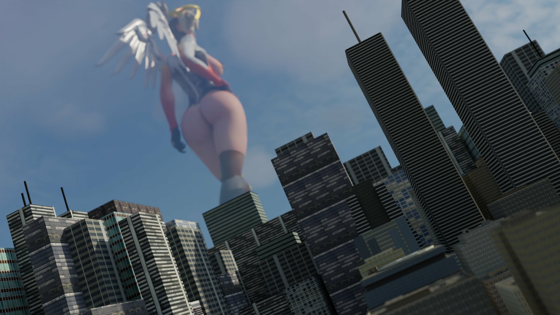 Giant Mercy Mercy Overwatch Back View Panties Big Ass Sexy Lingerie Naked Boobs Big boobs Big Tits Ass Sexy Horny Face Horny Giantess 3d Porn