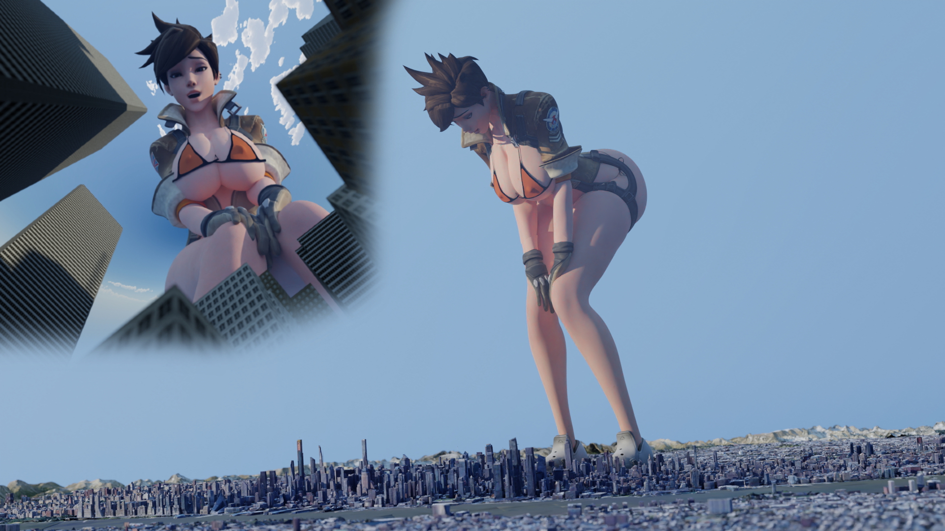 Crushed Sequel to  Squashed  Tracer Overwatch Nipples Bikini Lingerie Sexy Lingerie Big Ass Boobs Big boobs Big Tits Ass Sexy Horny Face Horny Giantess 3d Porn