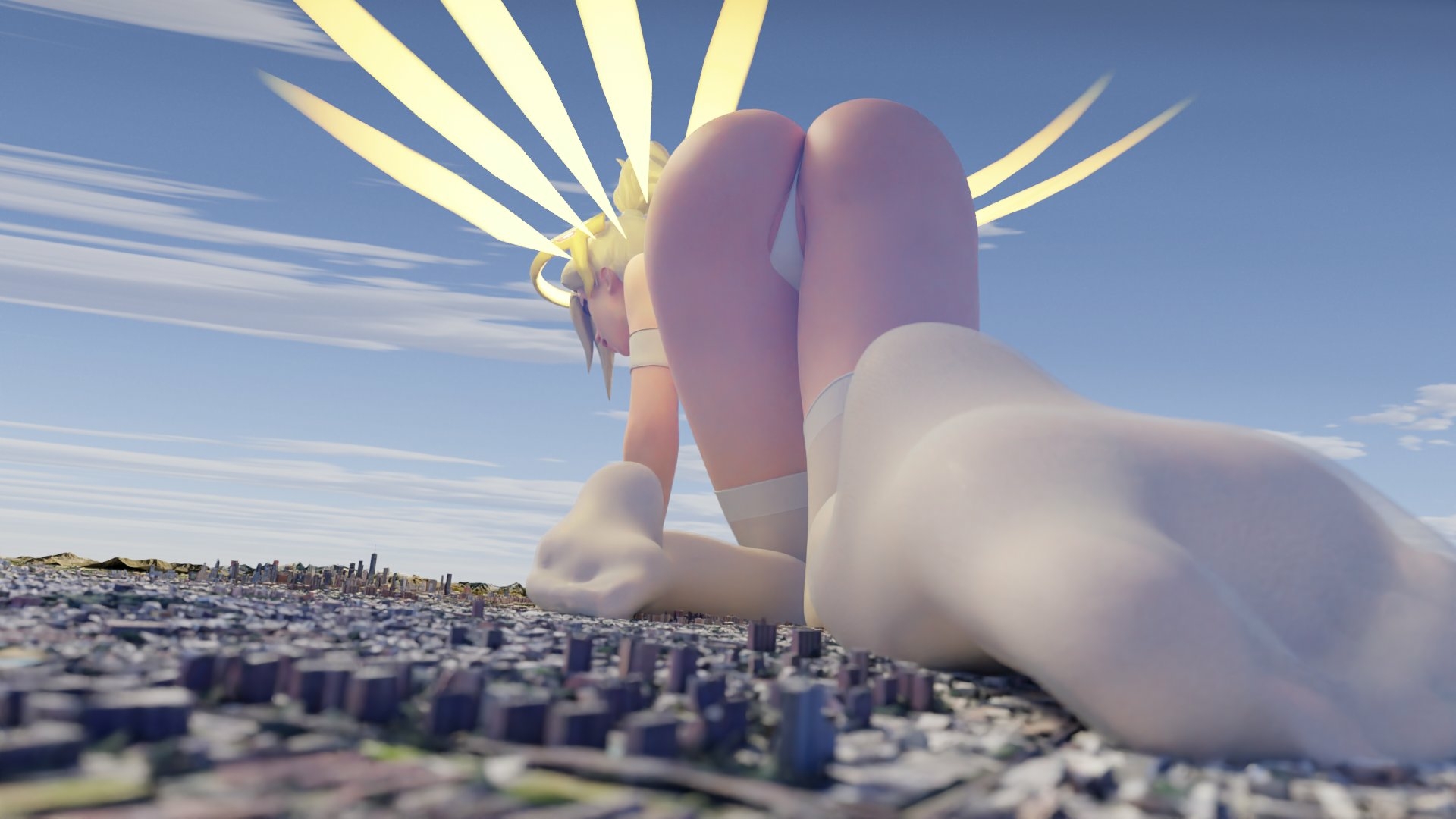Mercy back view Mercy Overwatch Nipples Naked Bikini Big Ass Boobs Big boobs Big Tits Ass Sexy Horny Face Horny Giantess 3d Porn 2
