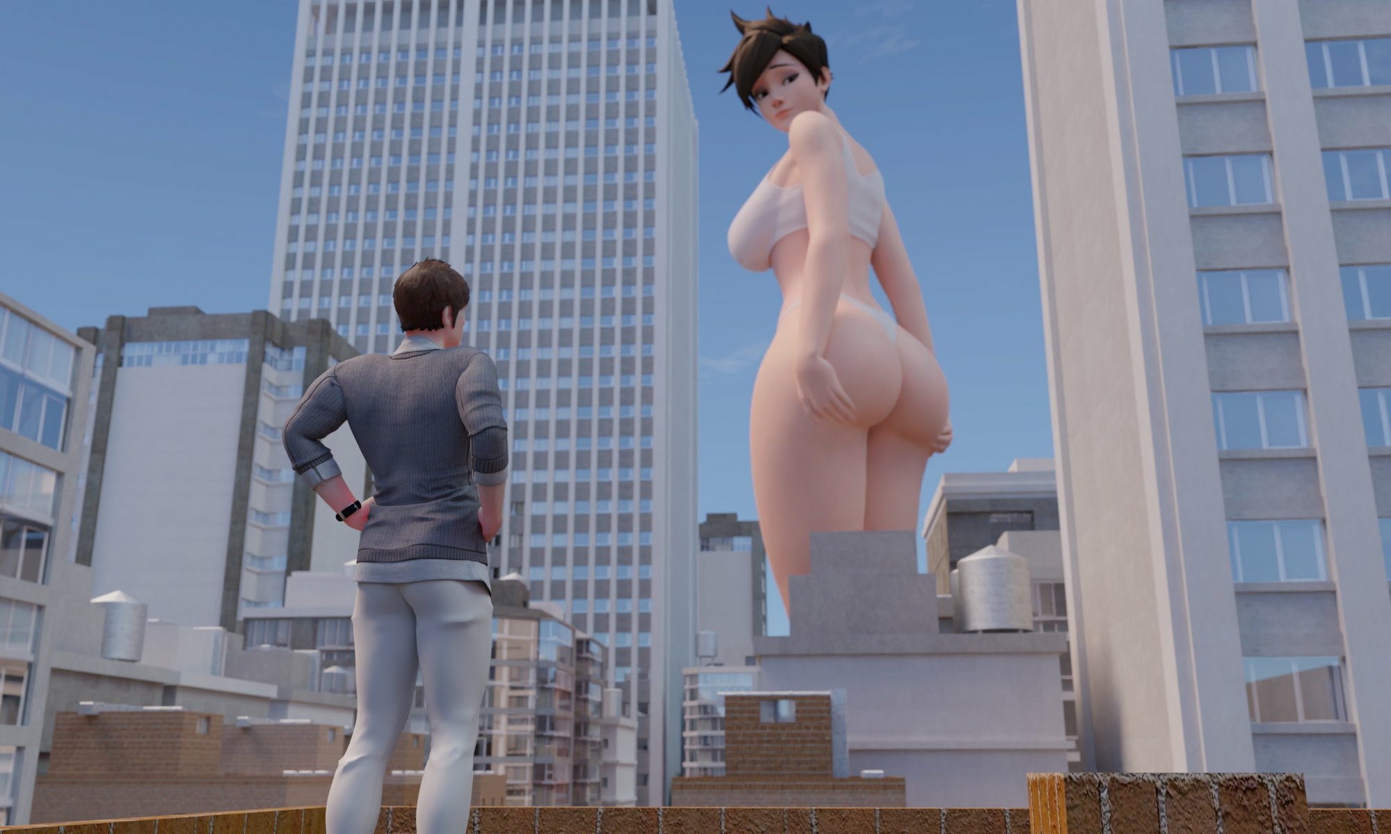 this one is just so much better Tracer Overwatch Back View Boobs Big boobs Naked Big Ass Big Tits Ass Sexy Horny Face Horny Giantess 3d Porn 2