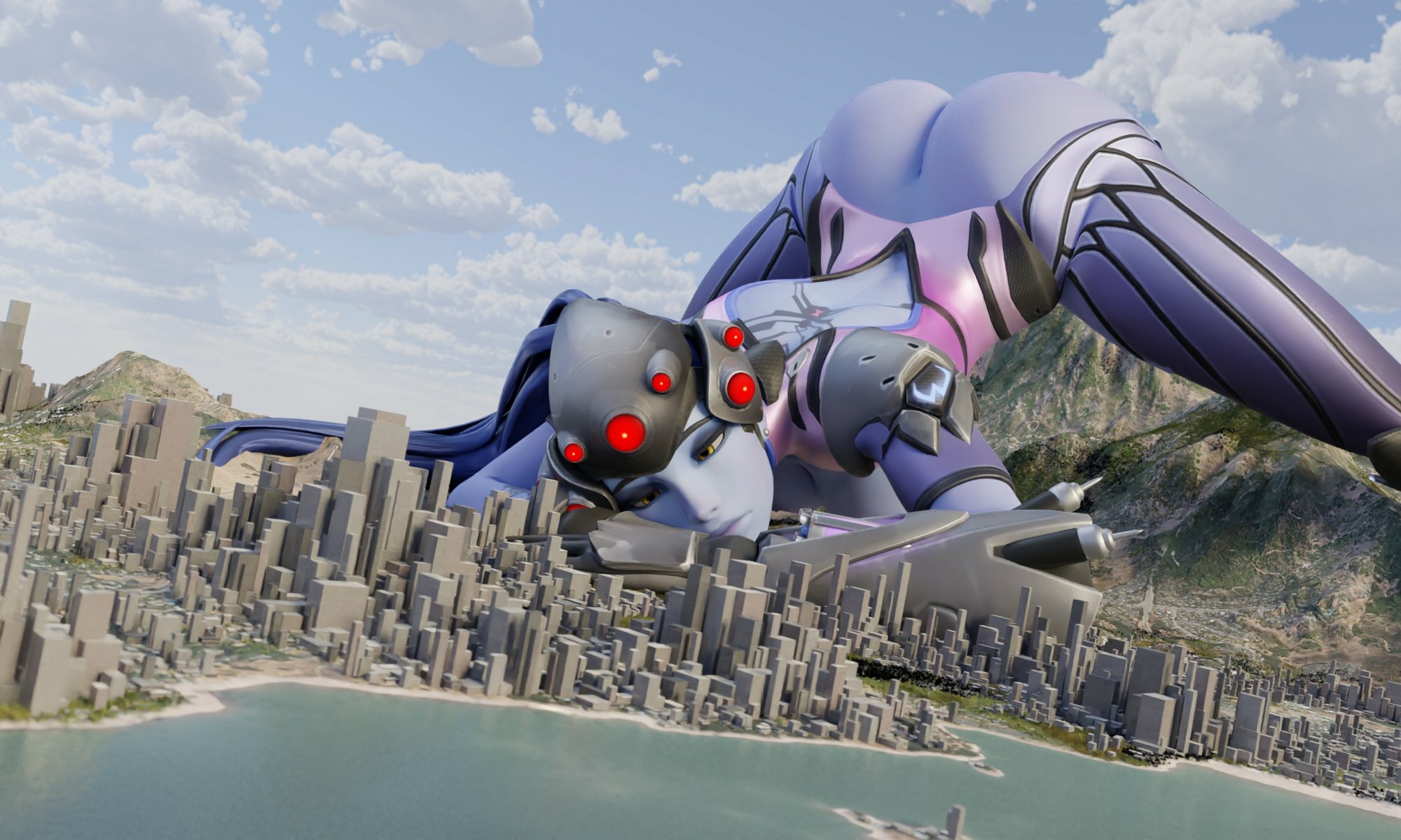 Widows ass Widowmaker Overwatch Back View Boobs Big boobs Naked Big Ass Big Tits Ass Sexy Horny Face Horny Giantess 3d Porn