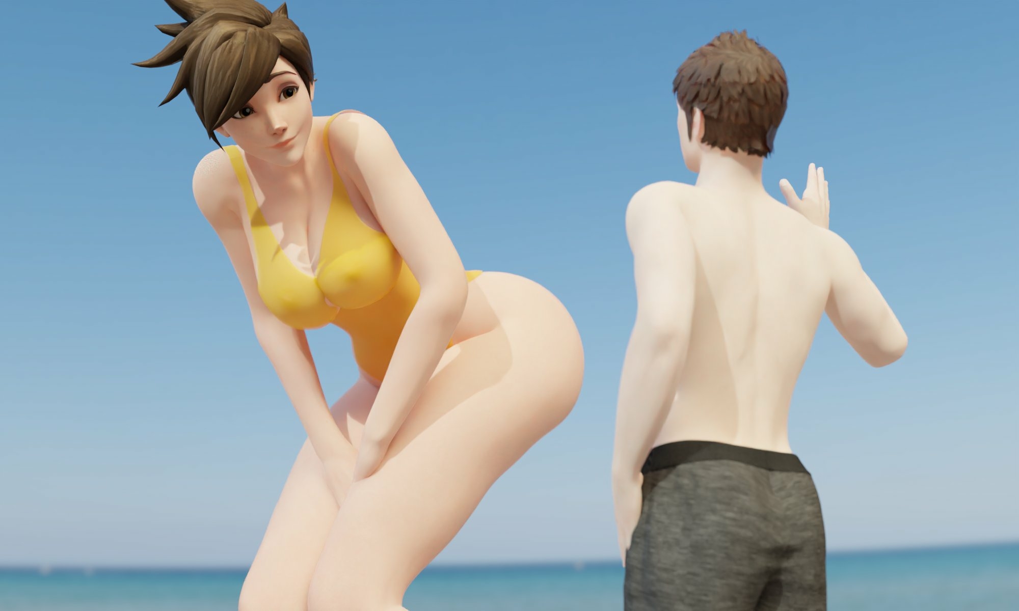 Tracer loves to toy around with the tinys on the beach Tracer Overwatch Boobs Big boobs Naked Big Ass Big Tits Ass Sexy Horny Face Horny Giantess 3d Porn