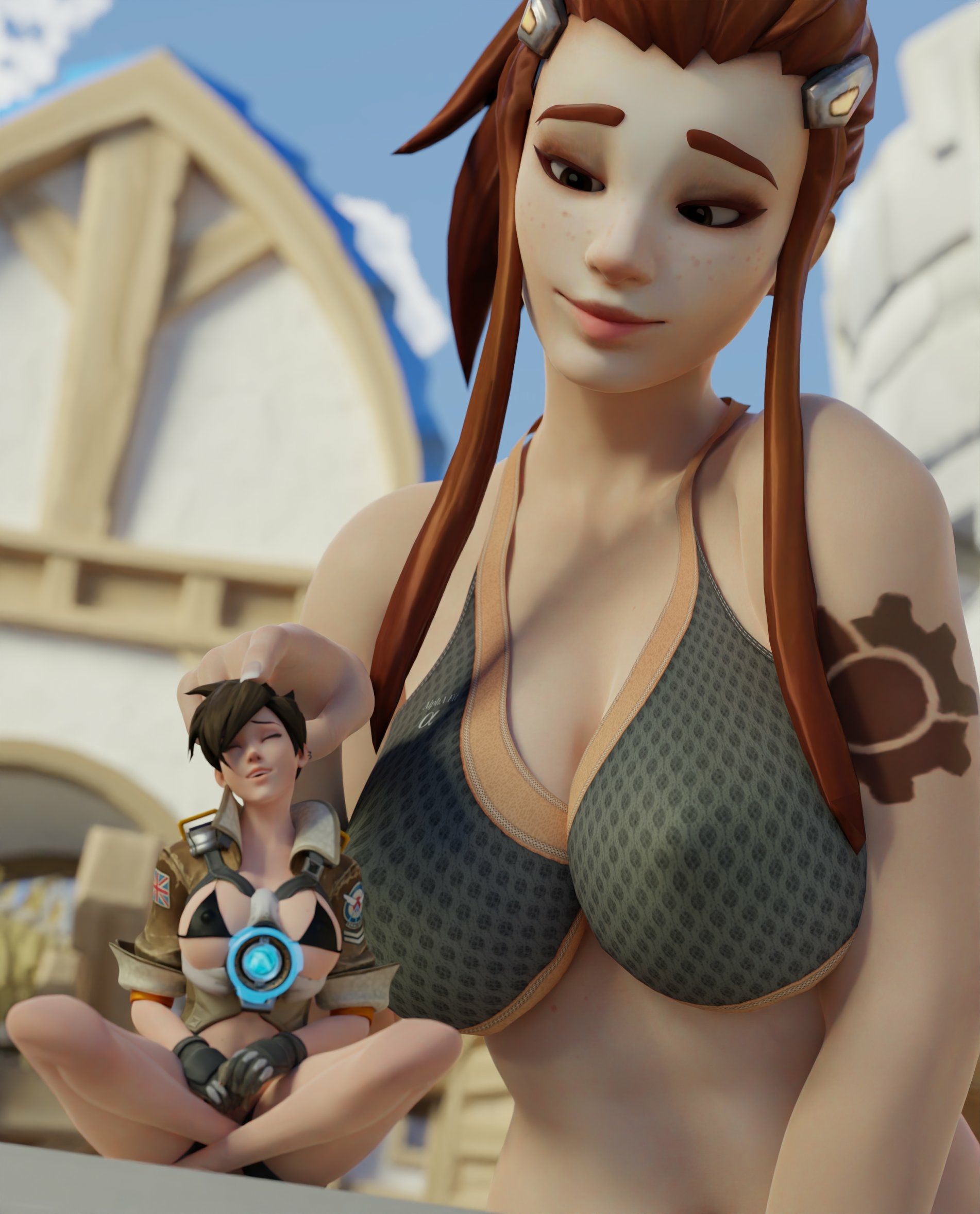 Head rubs Brigitte Tracer Overwatch Boobs Big boobs Big Ass Big Tits Ass Sexy Horny Face Horny Giantess 3d Porn