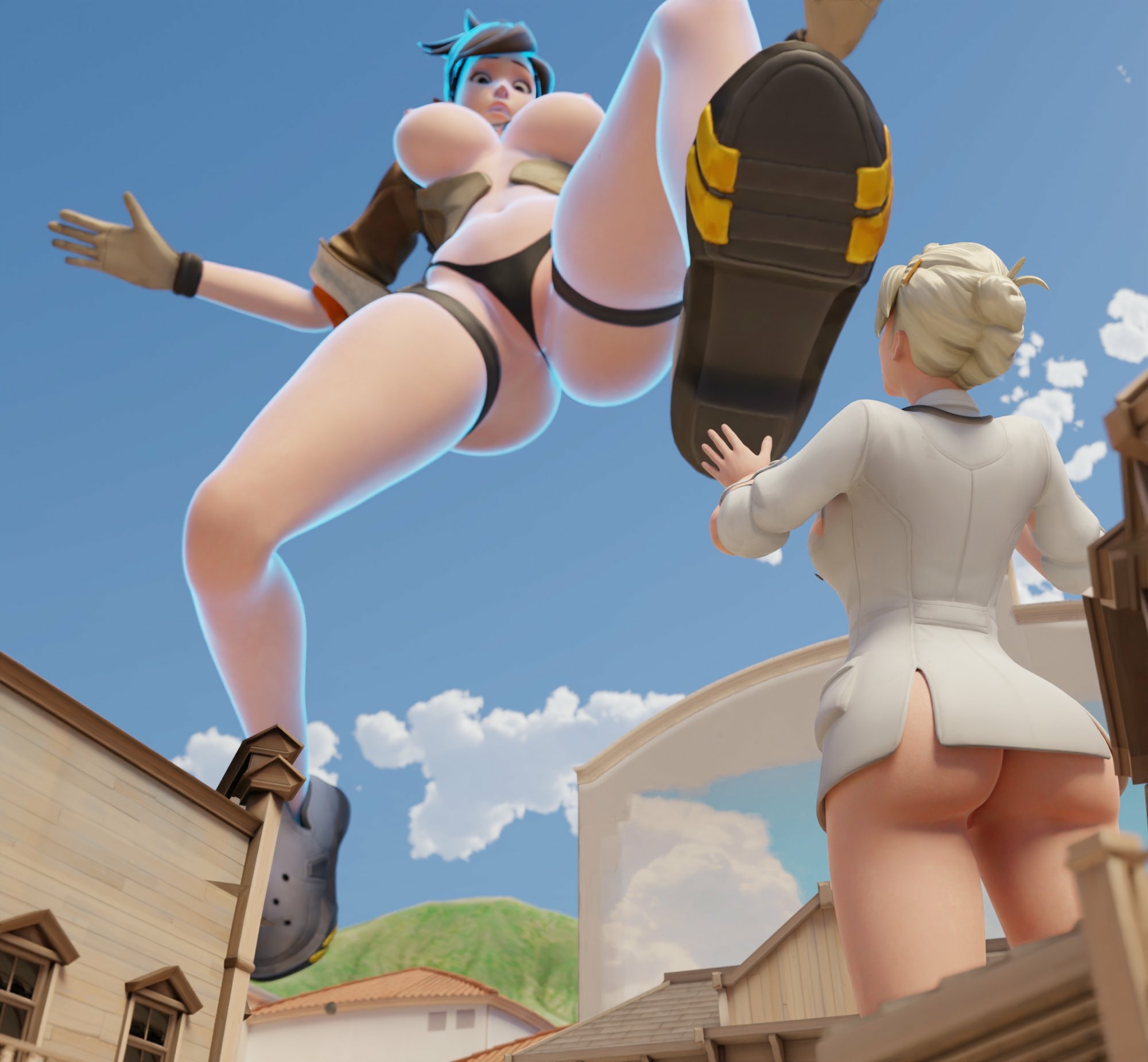 Crushing Tracer Mercy Overwatch Boobs Big boobs Big Ass Big Tits Ass Sexy Horny Face Horny Giantess 3d Porn