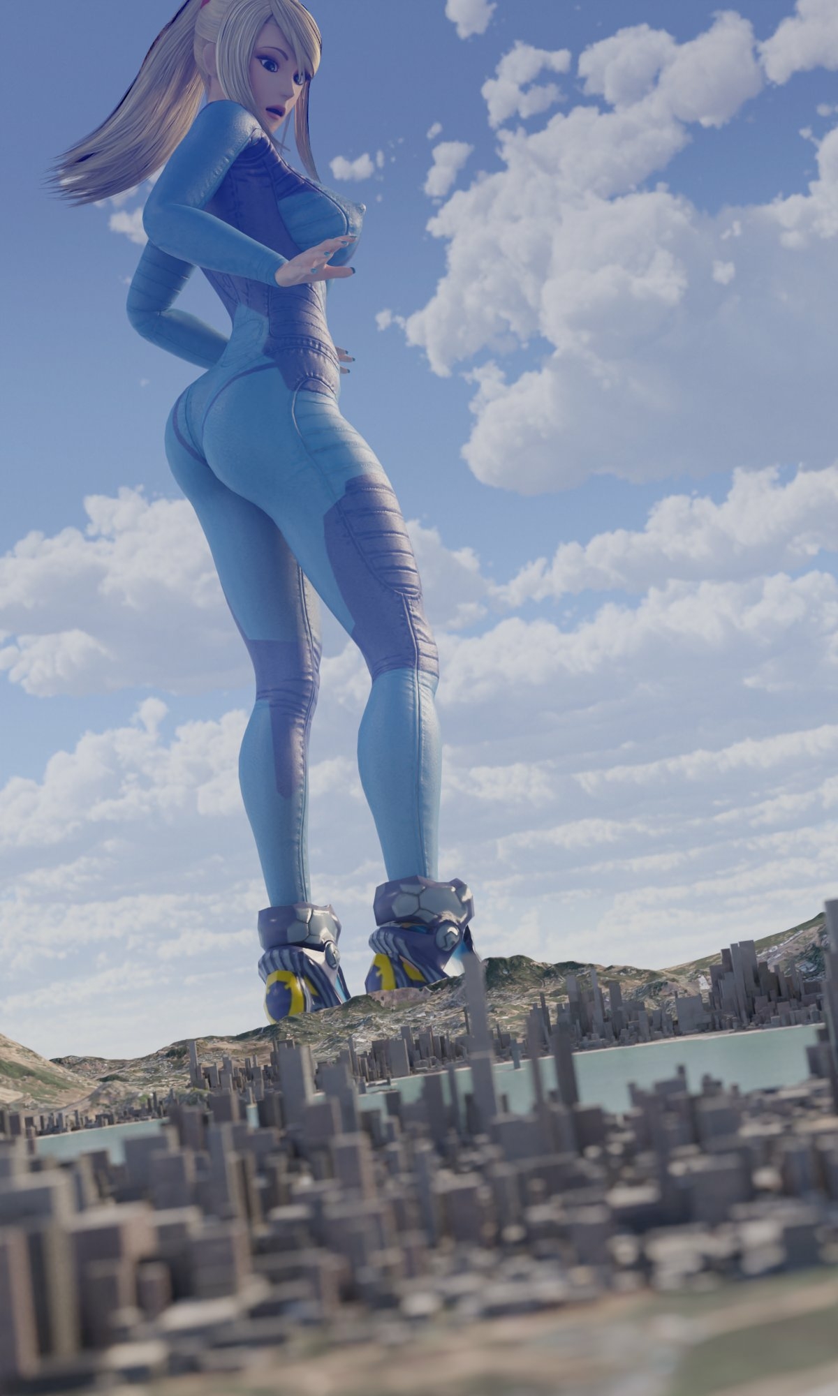 Samus Samus Aran (Metroid) Metroid Lingerie Sexy Lingerie Boobs Big boobs Big Ass Big Tits Ass Sexy Horny Face Horny Giantess 3d Porn