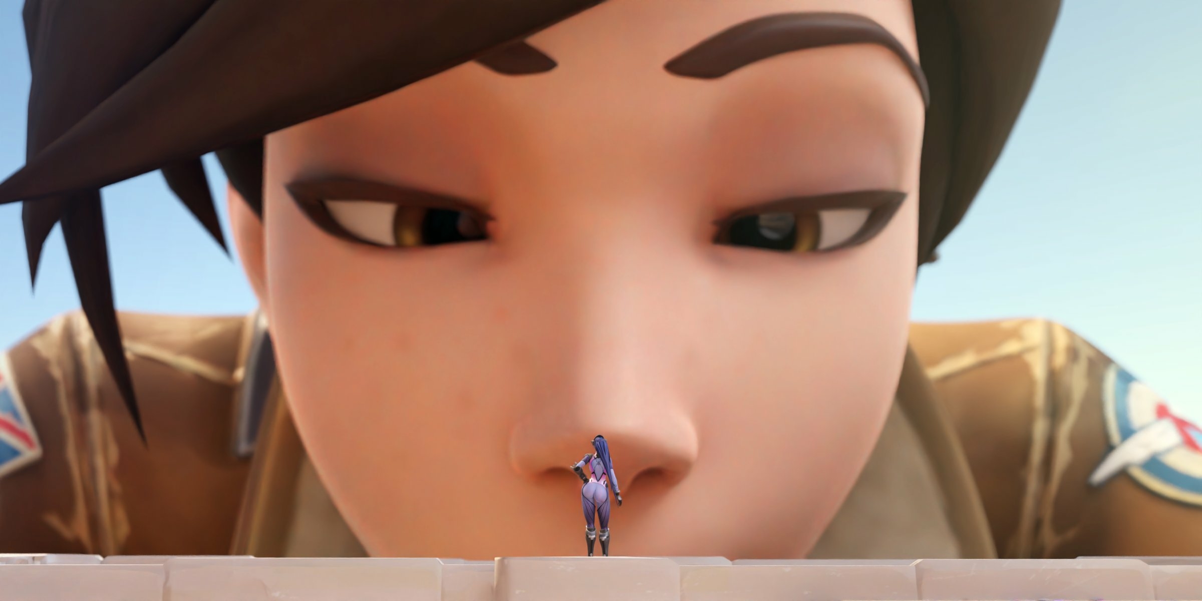The giant enemy Tracer Tracer Widowmaker Overwatch Bikini Horny Face Ass Big Ass Sexy Horny Giantess 3d Porn
